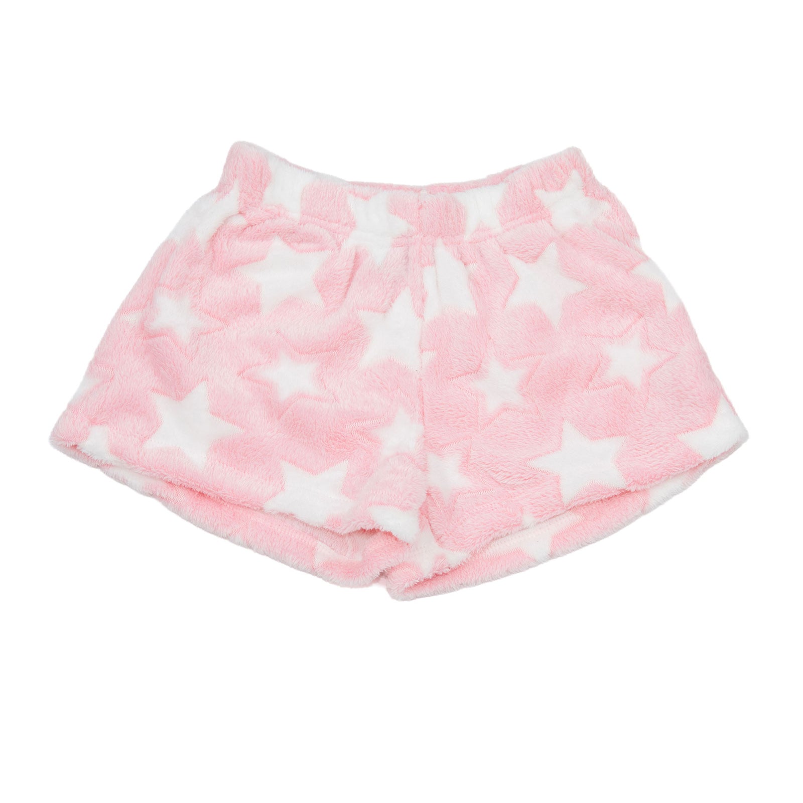 FBZ Girls Miller White Stars Fuzzy Lounge Shorts Girls Casual Bottoms FBZ Flowers By Zoe Pink Y/XS (6X)