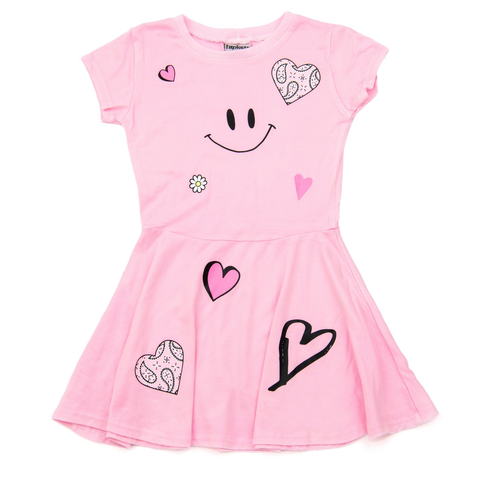 Firehouse Girls Happy Hearts Dress Girls Casual Dresses Firehouse Ice Pink Y/4