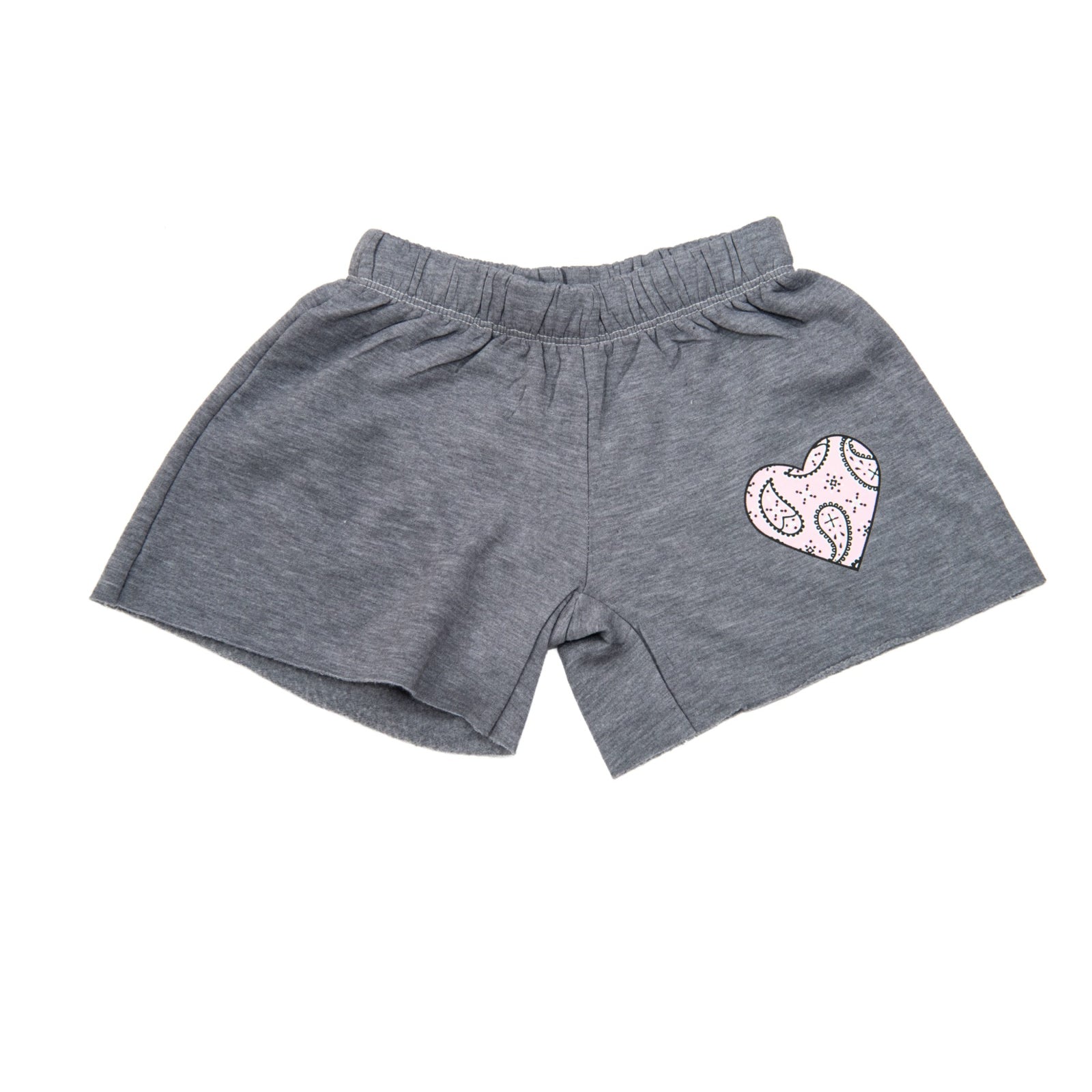 Firehouse Girls Bandana Heart Fleece Shorts Girls Casual Bottoms Firehouse Heather Grey Y/4