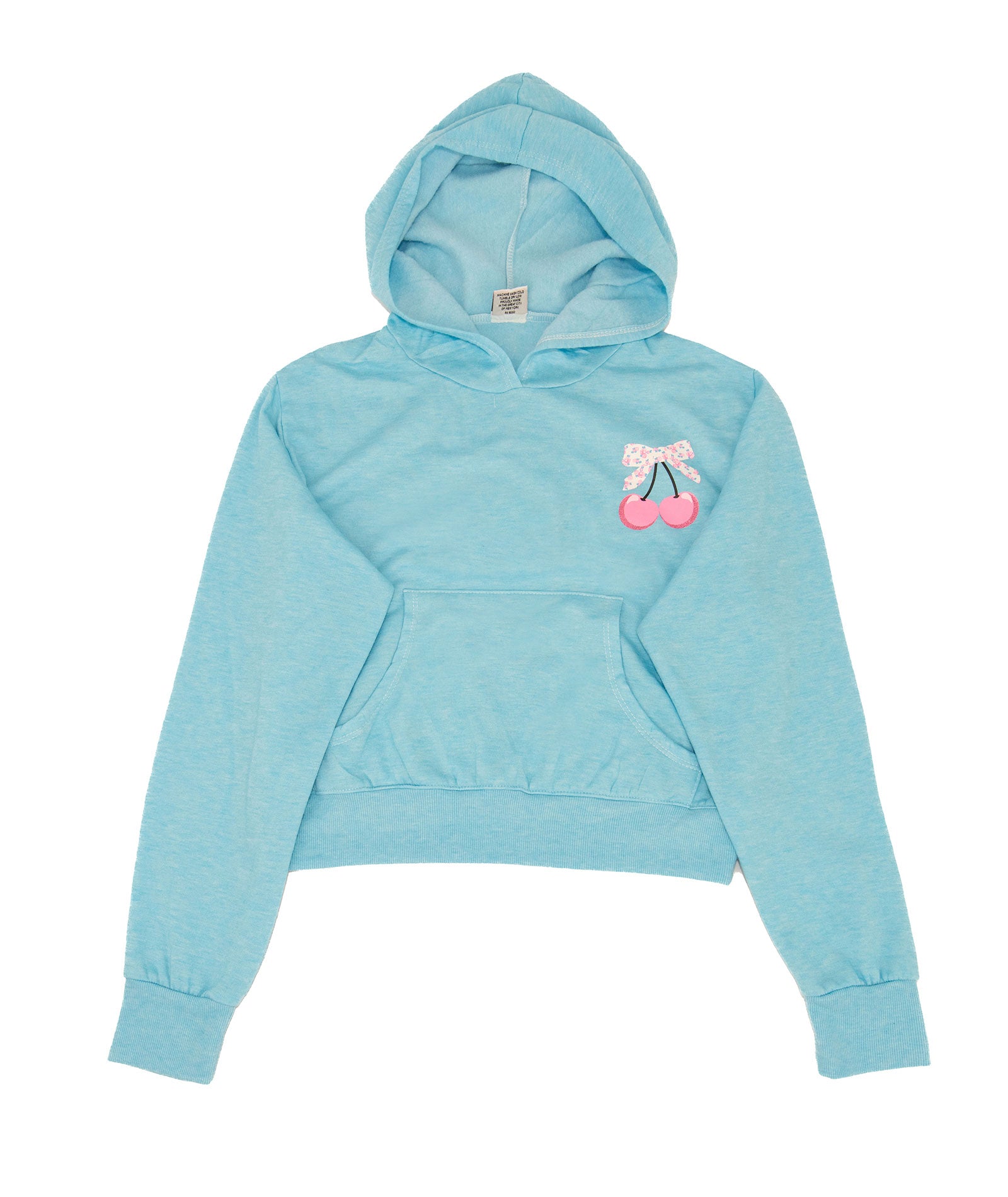 Firehouse Girls Nelly Bows & Cherries Pocket Hoodie Aqua Girls Casual Tops Firehouse Aqua Y/S (7/8)