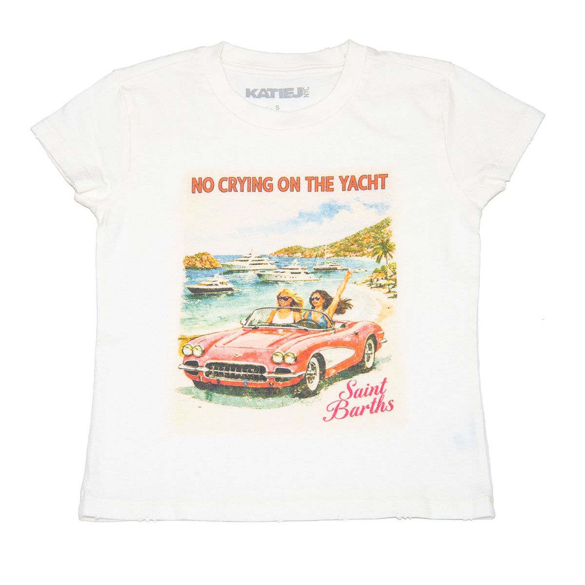 Katie J NYC Girls No Cry Yacht Loose Tee Girls Casual Tops Katie J NYC Vintage White Y/S (7/8)