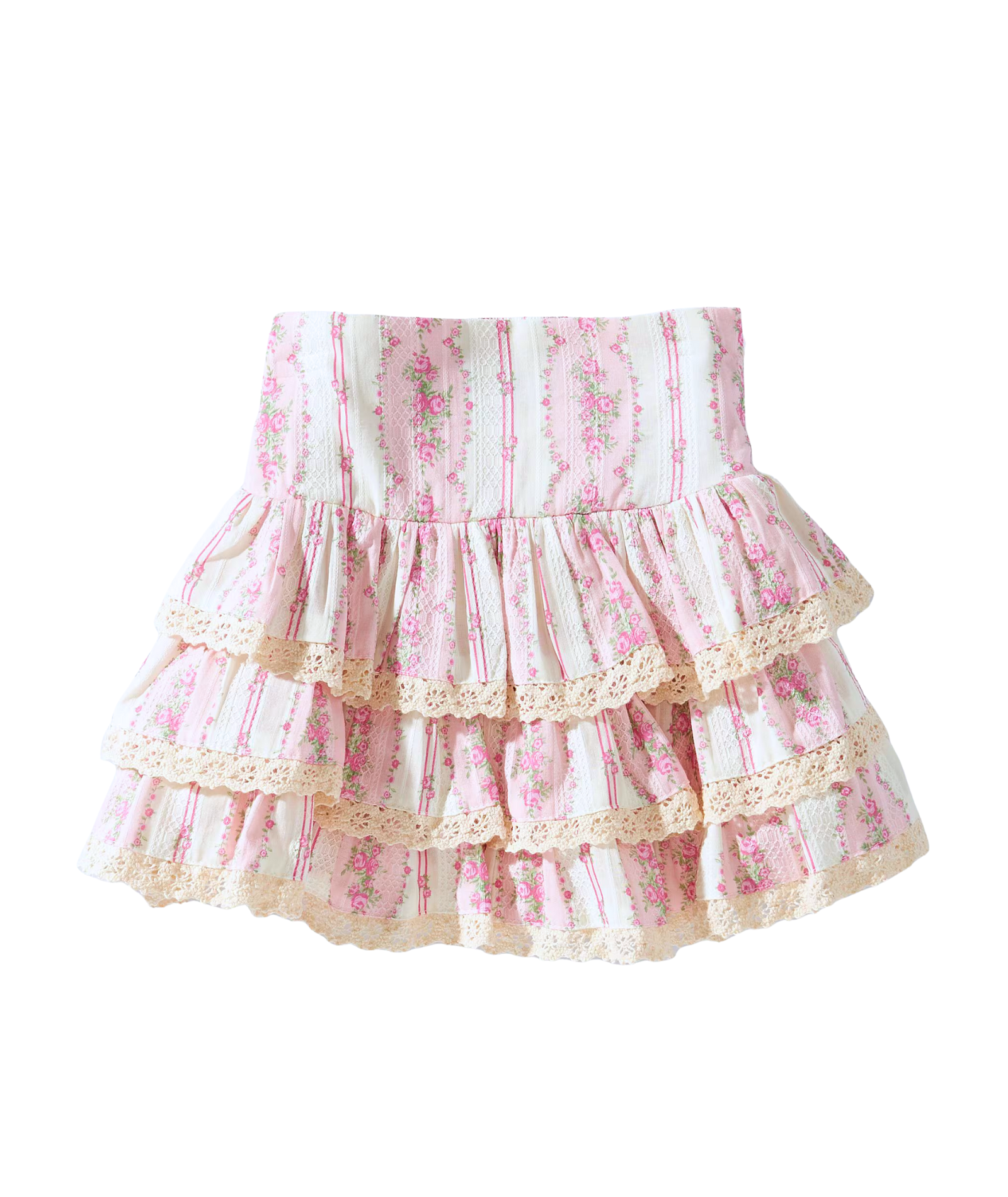 Katie J NYC Girls Baby Pink Cottage Stripe Melody Skirt Girls Casual Bottoms Katie J NYC