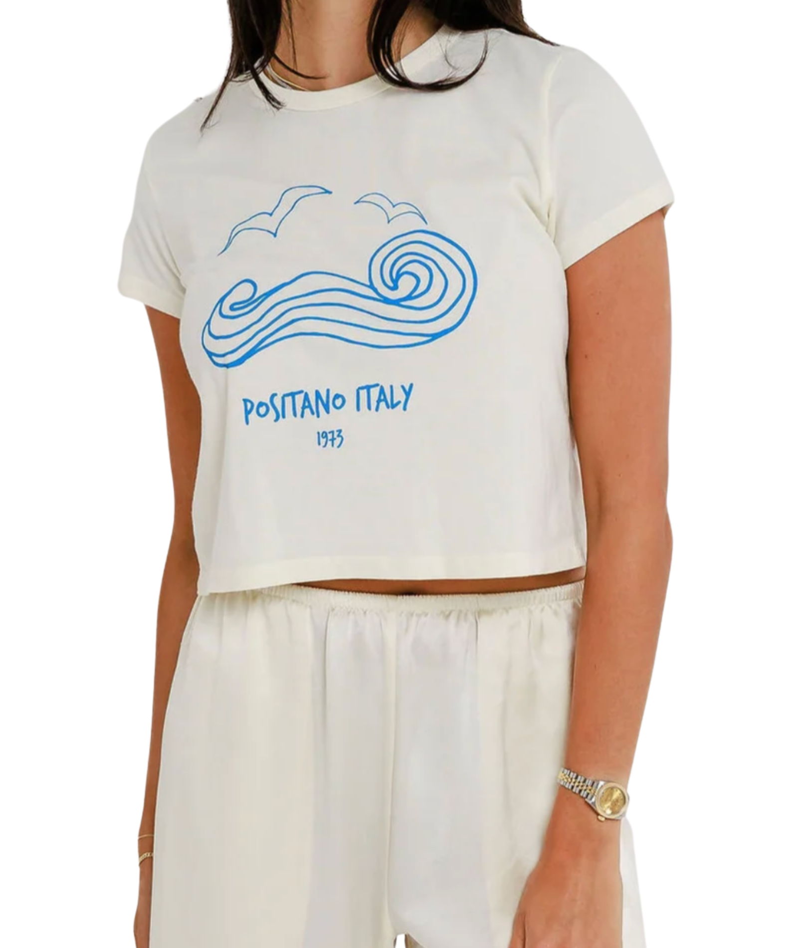 Sunny Somewhere Women Positano Italy Tiny Tee Womens Casual Tops Sunny Somewhere