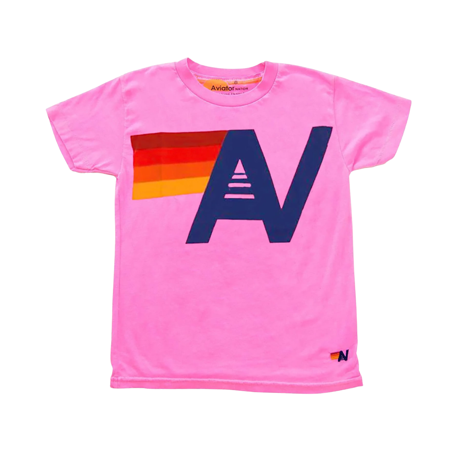 Aviator Nation Kids Logo Tee Girls Casual Tops Aviator Nation Neon Pink Y/4