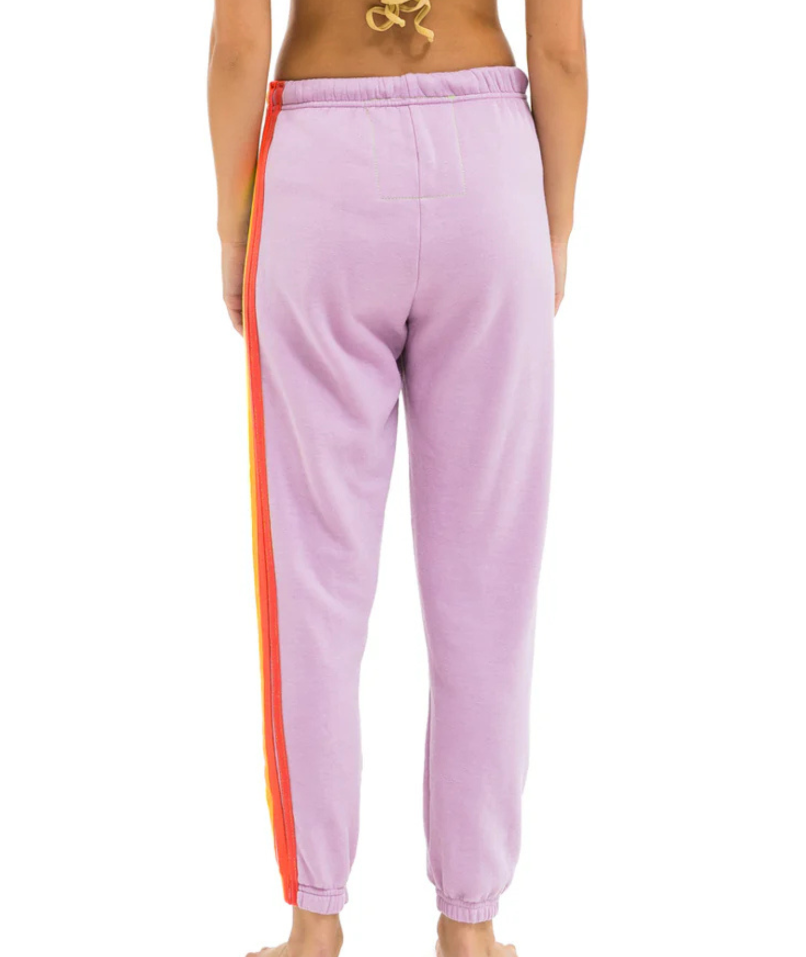 Aviator Nation Women 5 Stripe Sweatpants Mauve/White Neon Womens Casual Bottoms Aviator Nation