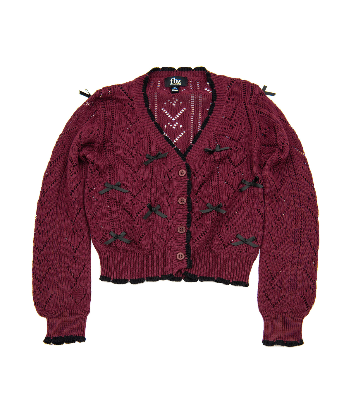 FBZ Girls Eliza Burgundy Bow Cardigan Girls Casual Tops FBZ Flowers By Zoe Burgundy Y/S (7/8)