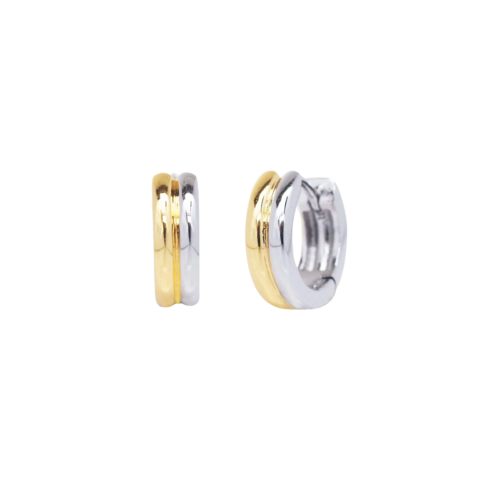 TAI Two Tone Small Side By Side Click Huggies Jewelry - Trend TAI Multi