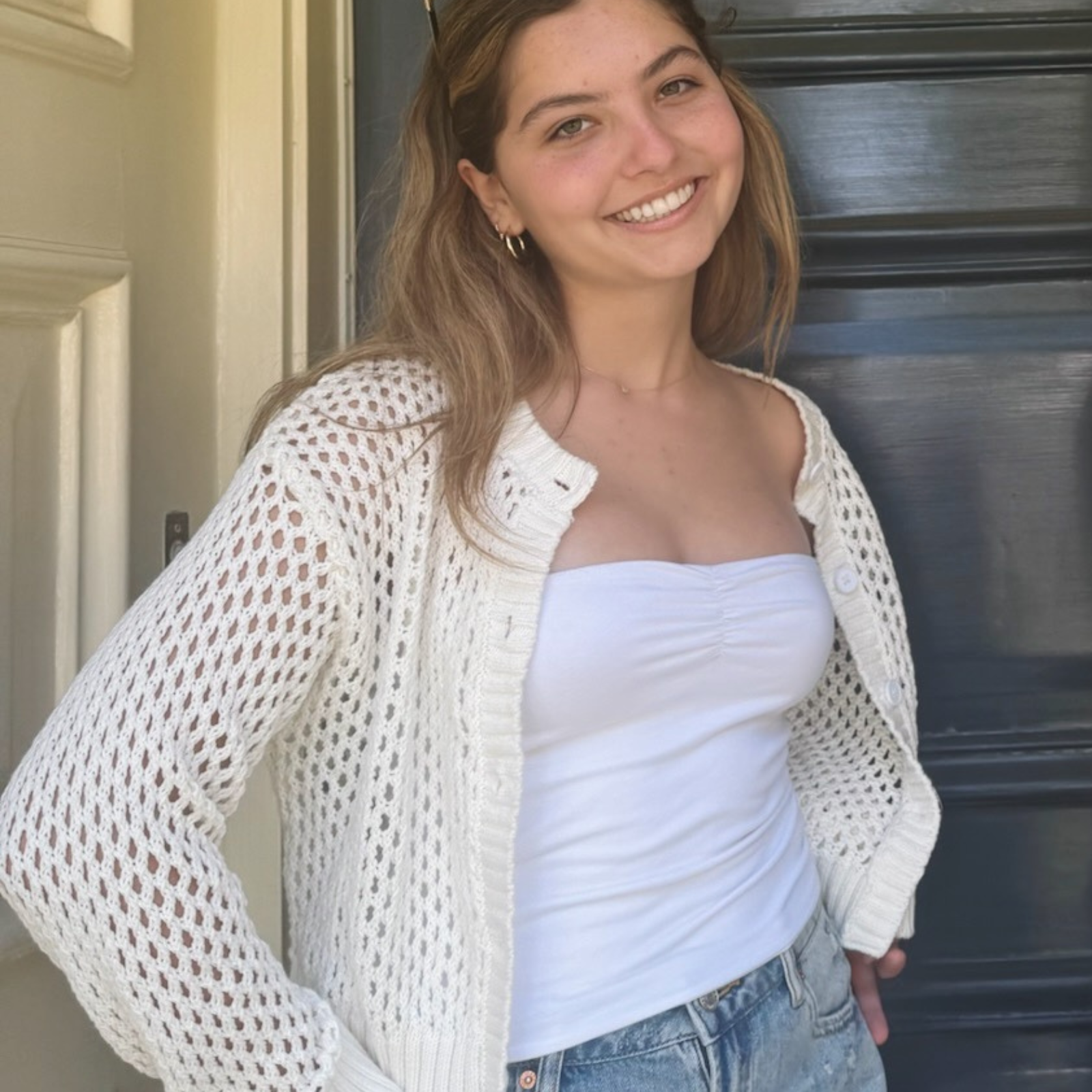 8apart Women Carlisle Crochet Cardigan Womens Casual Tops 8apart Ivory Juniors/Women S