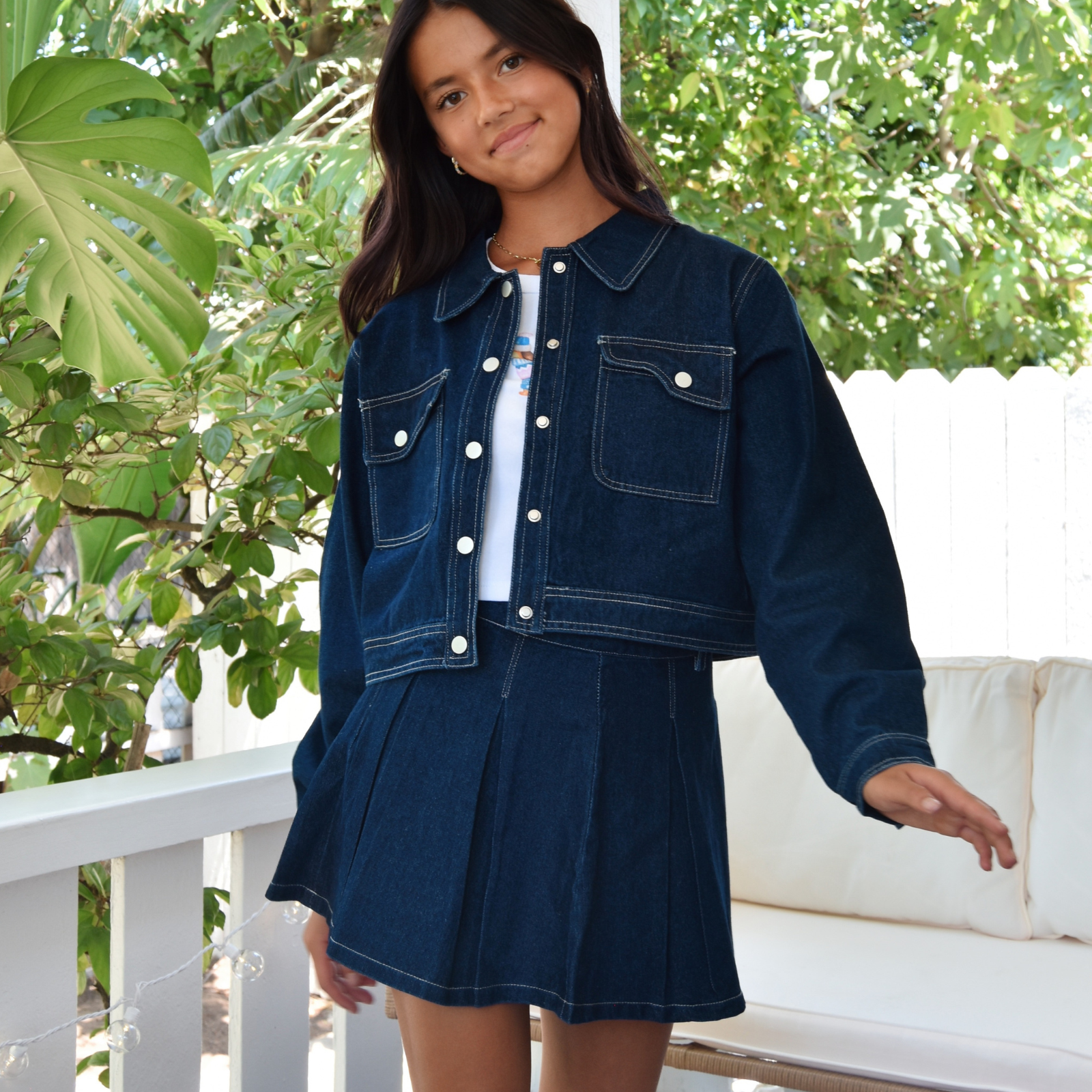 Mini Dreamers Girls Nikkii Denim Jacket and Skirt Girls Casual Tops Mini Dreamers Denim Y/S (7/8)