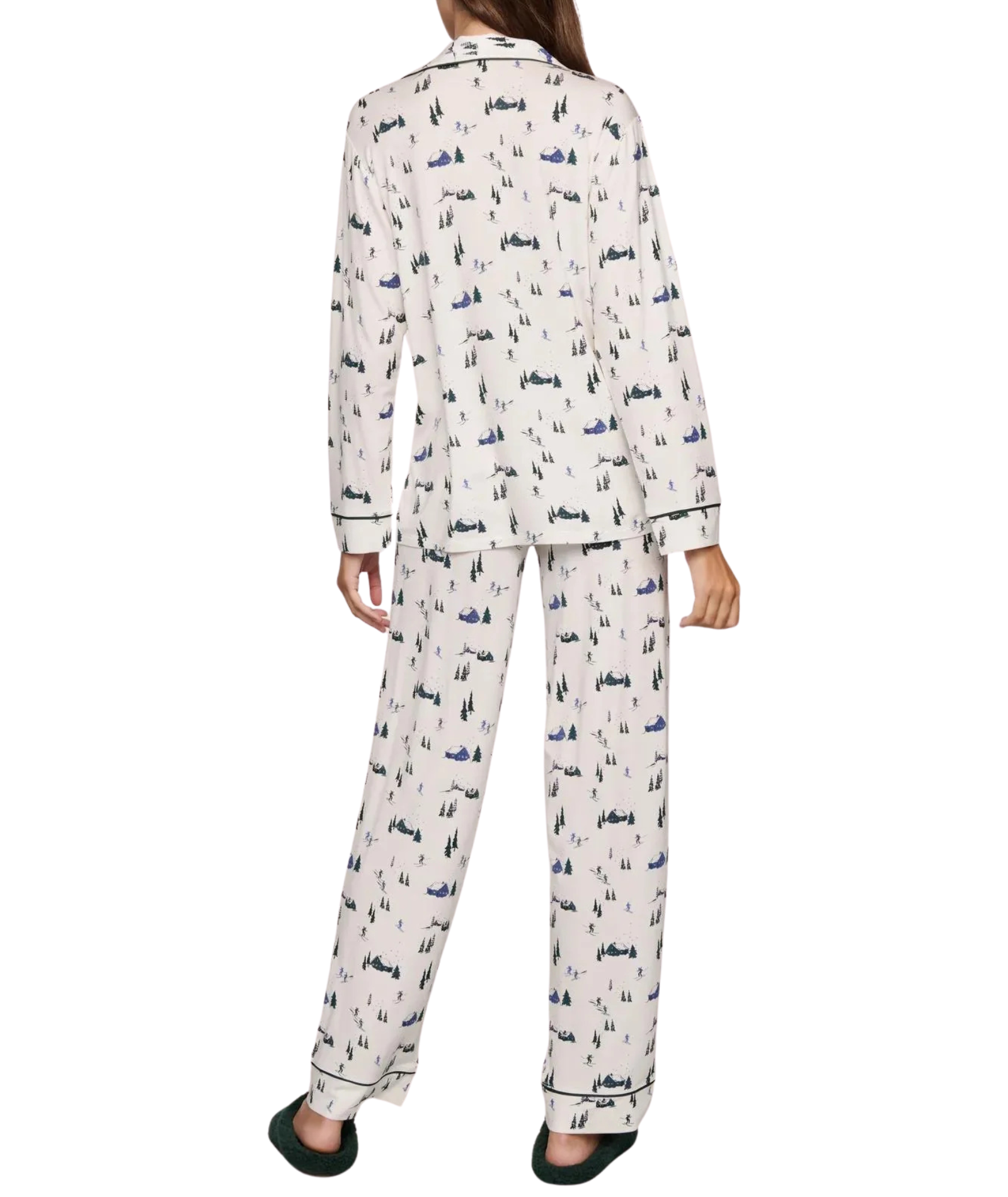 Eberjey Women Gisele Printed Long PJ Set Ski Chalet Ivory/Pine Accessories Eberjey