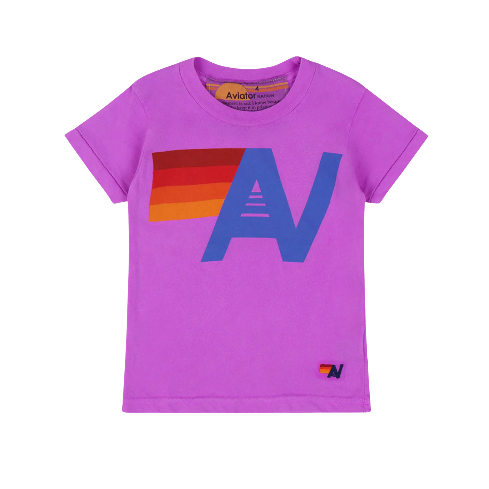 Aviator Nation Kids Logo Tee Girls Casual Tops Aviator Nation Neon Purple Y/4