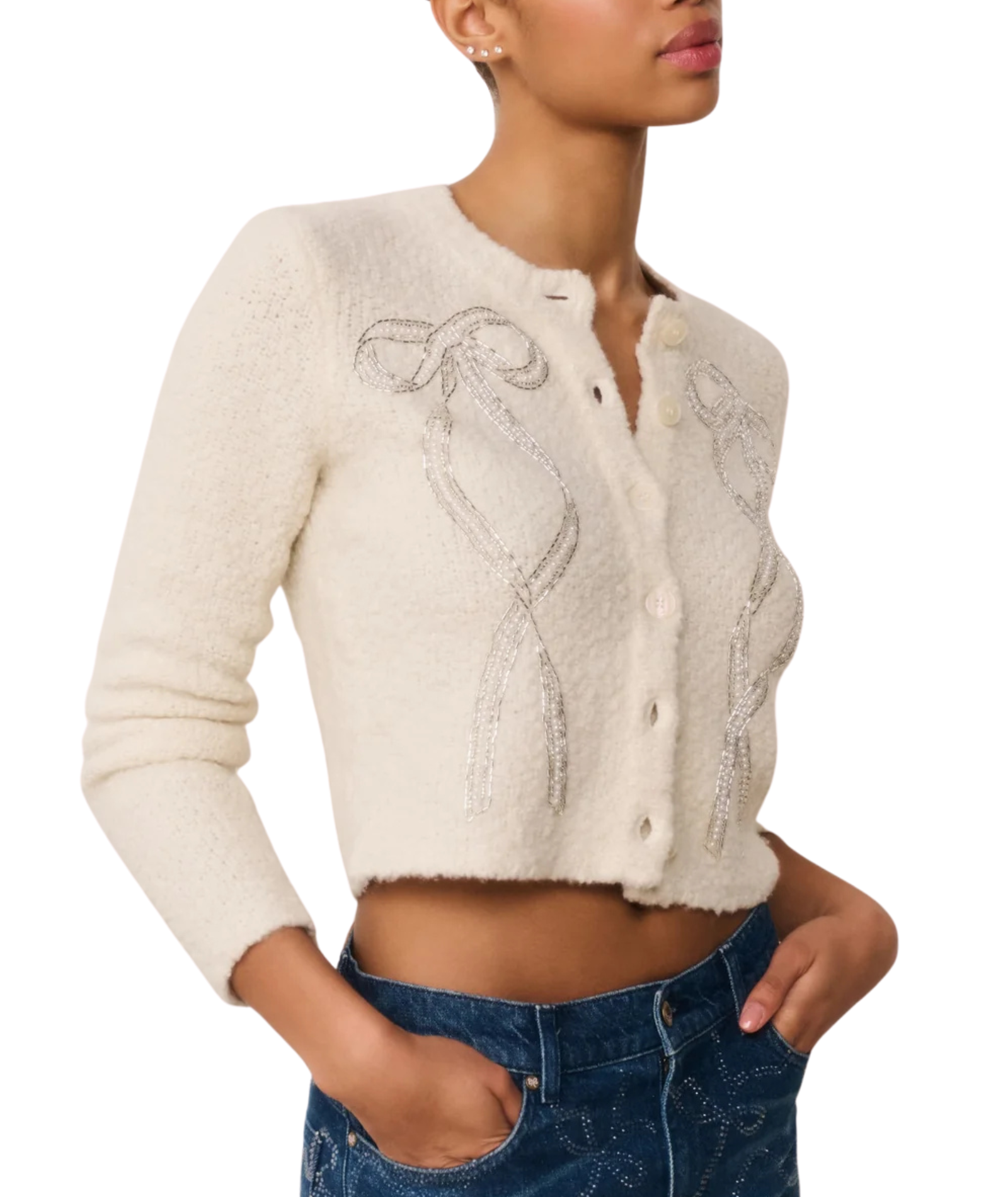 Love Shack Fancy Women Leocadia Cardigan Ivory Womens Casual Tops Love Shack Fancy