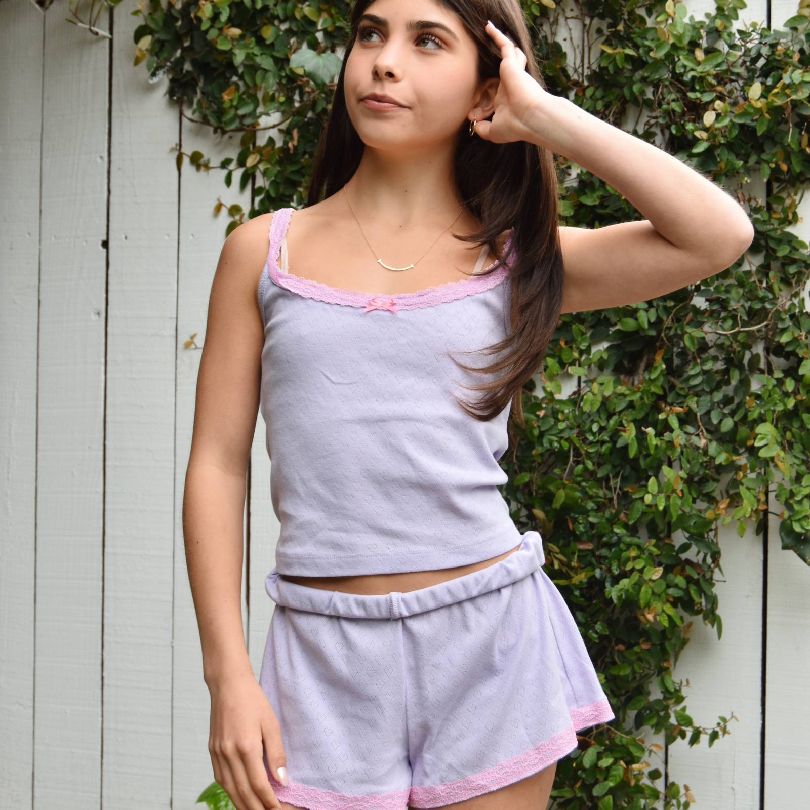 Theme Girls Lizzie Heart Pointelle Tank Girls Casual Tops Theme-NYC Lavender Y/S (7/8)
