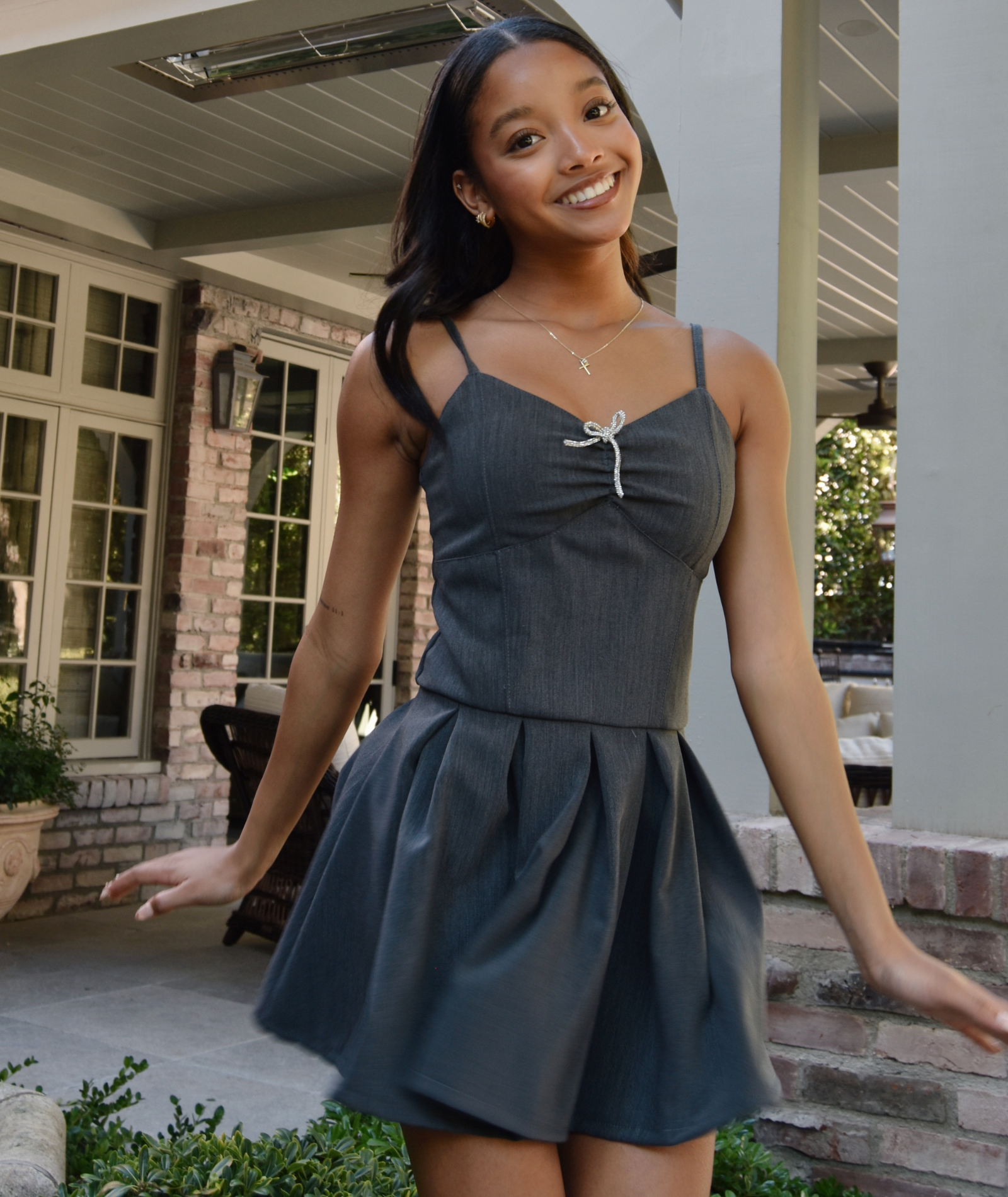 FBZ Girls Carine Gabardine Bow Dress Girls Special Dresses FBZ Flowers By Zoe