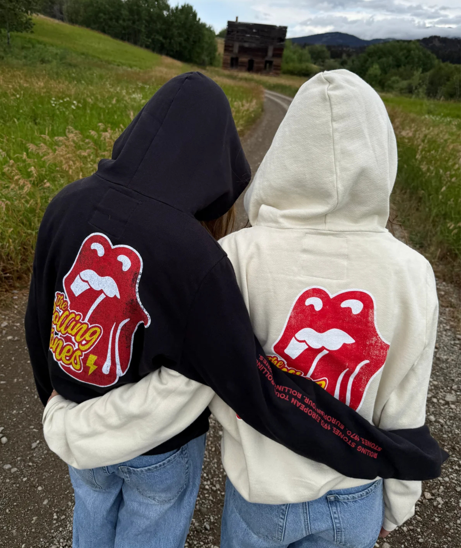 Rowdy Sprout Girls Rolling Stones Tongue Hoodie Bone Girls Casual Tops Rowdy Sprout