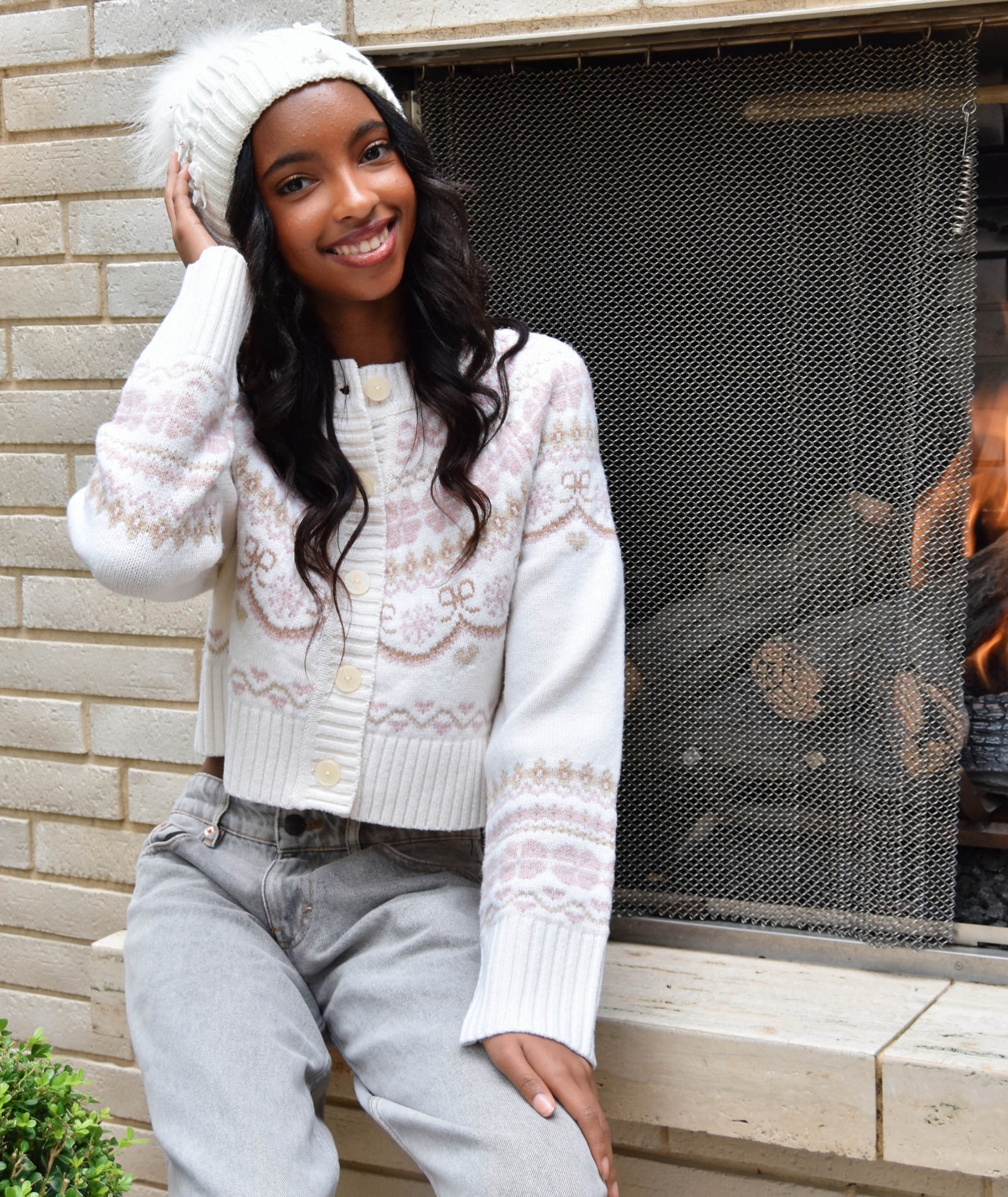 Love Shack Fancy Women Shantae Cardigan Pink Champagne Womens Casual Tops Love Shack Fancy