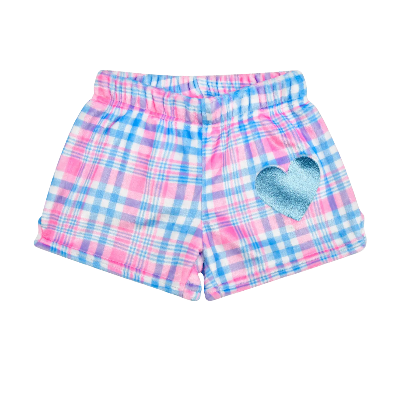 Theme Classic Pink Plaid Plush Shorts Accessories iScream Plaid Y/XS (6X)