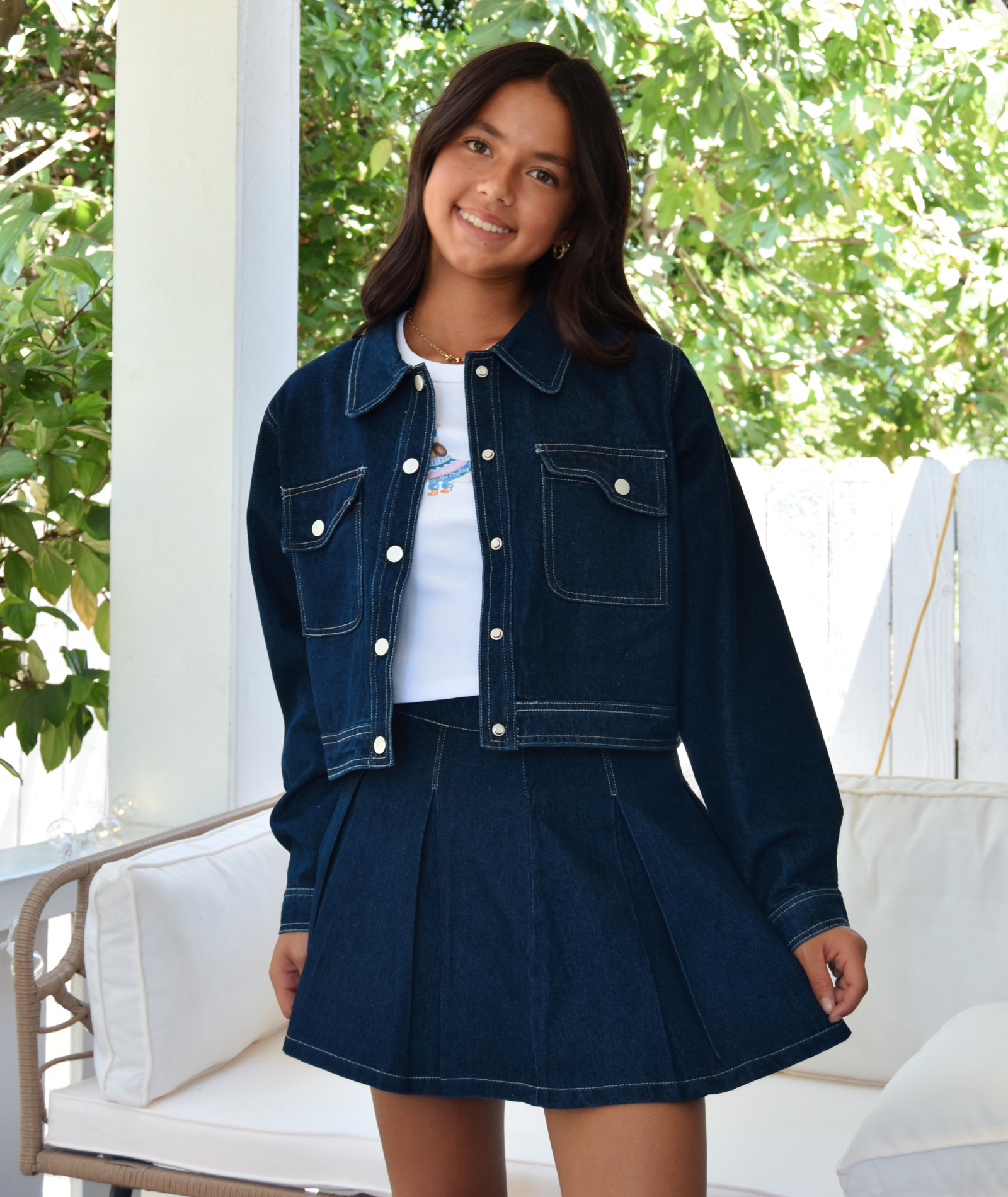 Mini Dreamers Girls Nikkii Denim Jacket and Skirt Girls Casual Tops Mini Dreamers