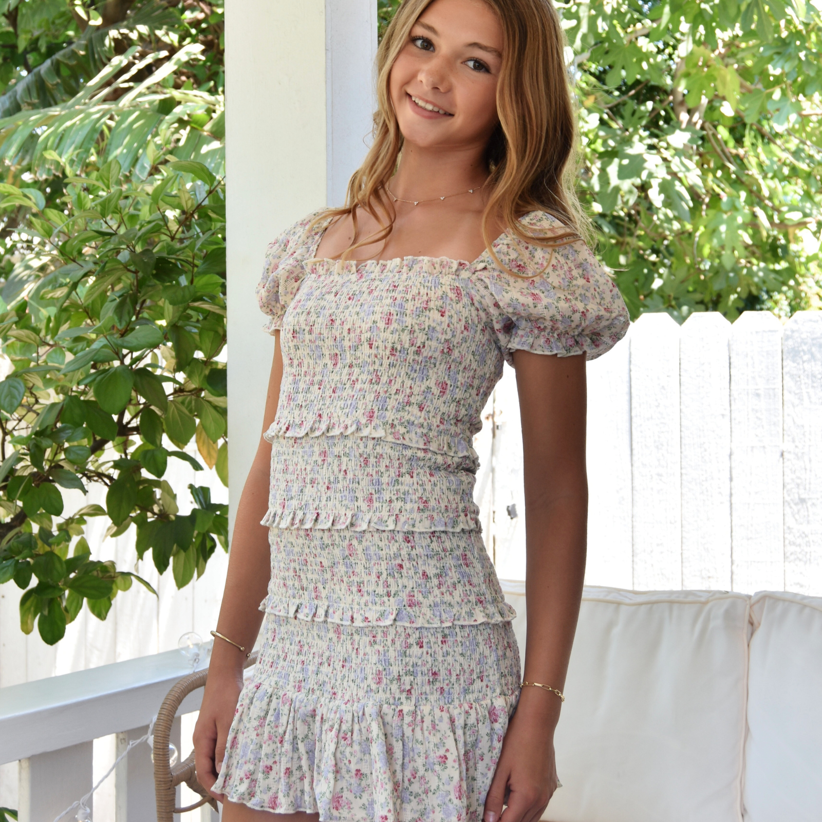 Katie J NYC Girls Mulberry Bouquet Laila Dress Girls Casual Dresses Katie J NYC Floral Y/S (7/8)