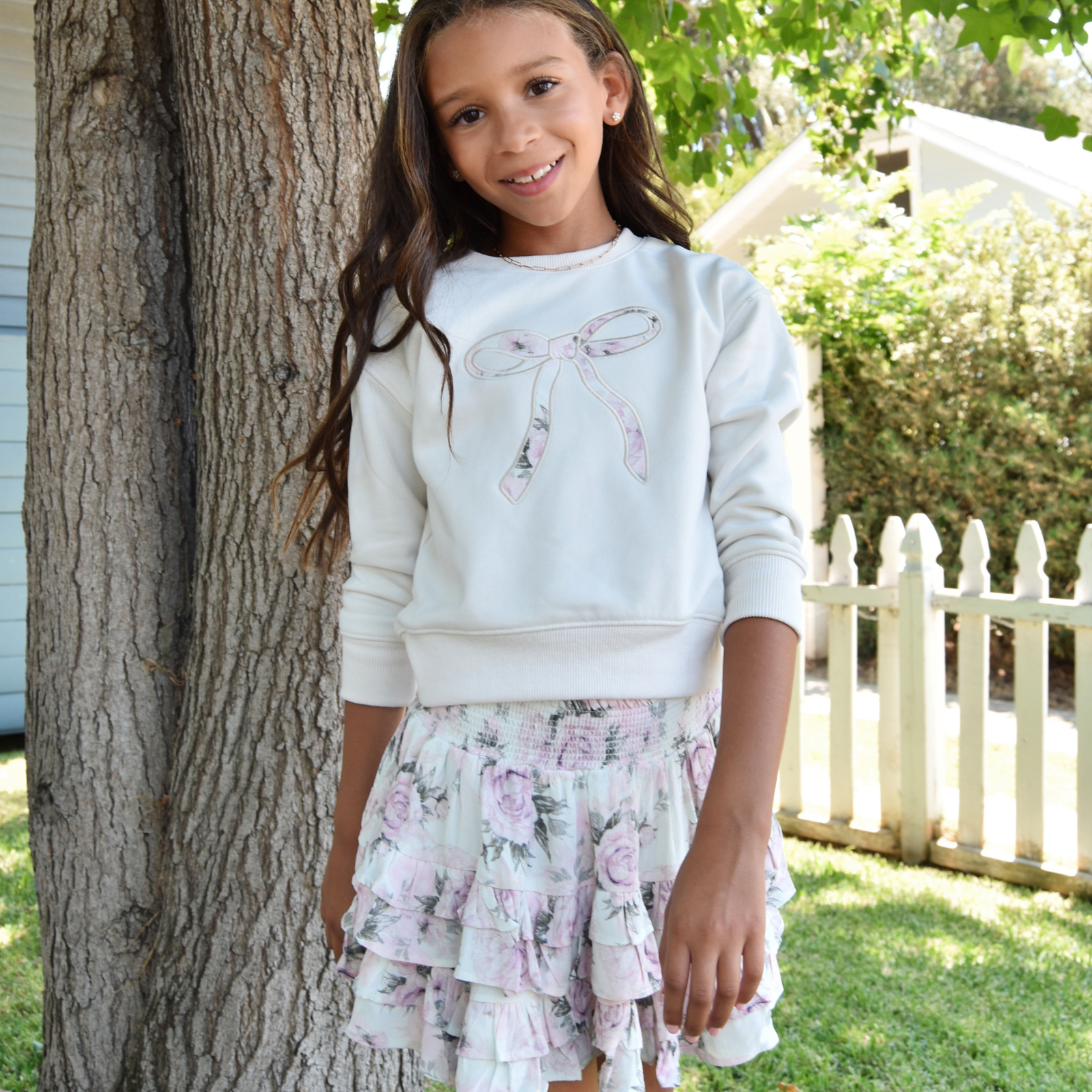 Summer Loving Girls Epi Sweatshirt Bouquet Girls Casual Tops Summer Loving White Y/5