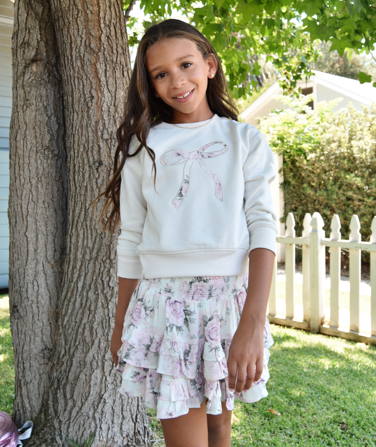 Summer Loving Girls Epi Sweatshirt Bouquet Girls Casual Tops Summer Loving White Y/5