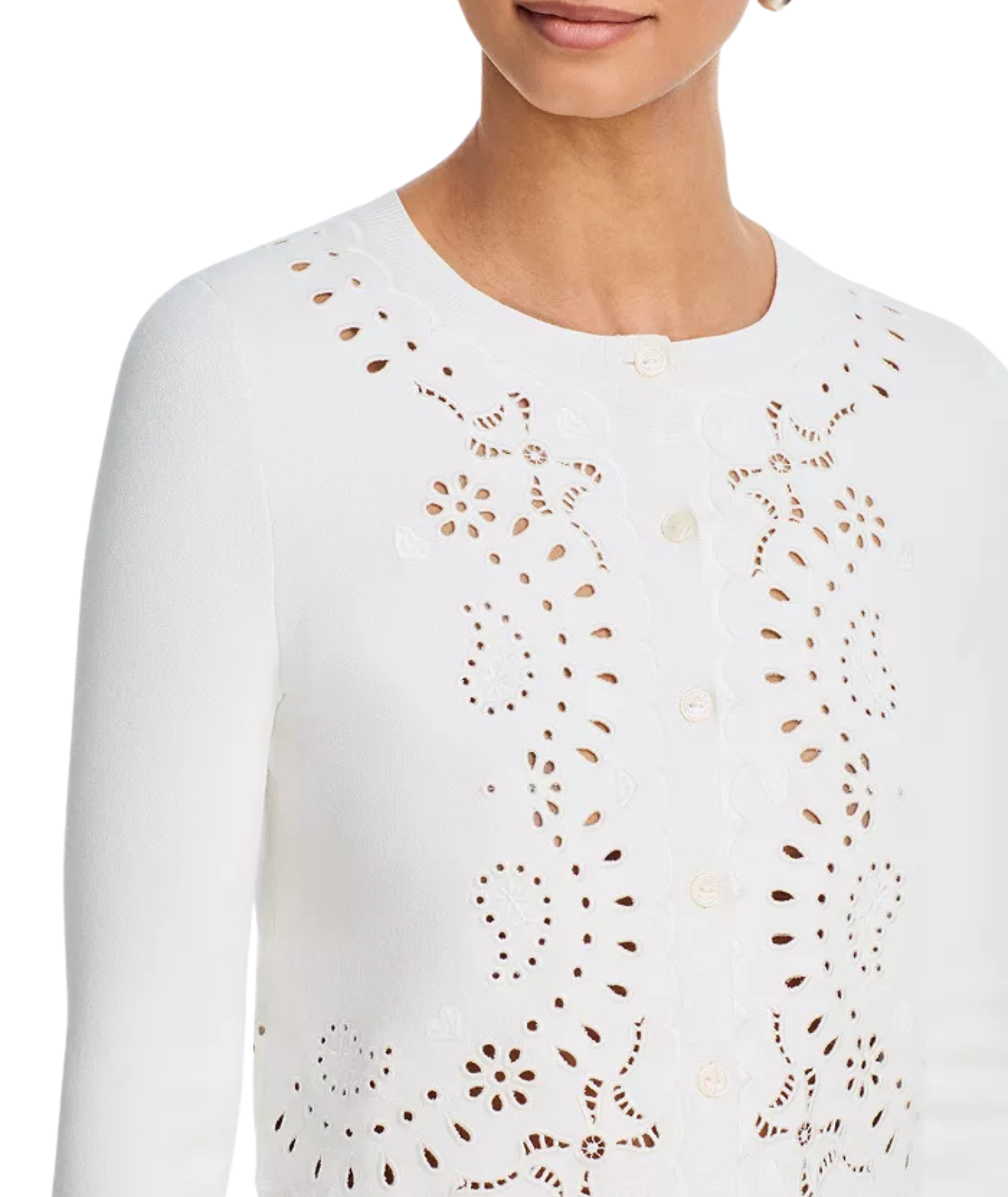 Love Shack Fancy Women Leda Cardigan White Vanilla Womens Casual Tops Love Shack Fancy