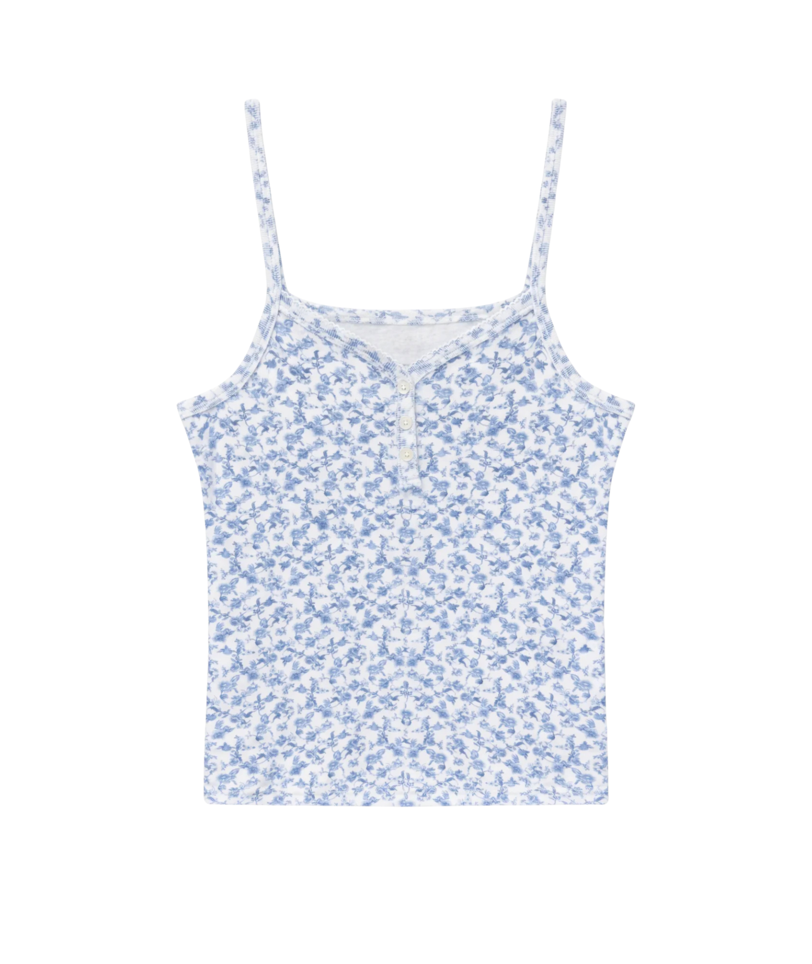 Katie J NYC Girls Blue Mini Toile Hailey Henley Cami Girls Casual Tops Katie J NYC Floral Y/S (7/8)