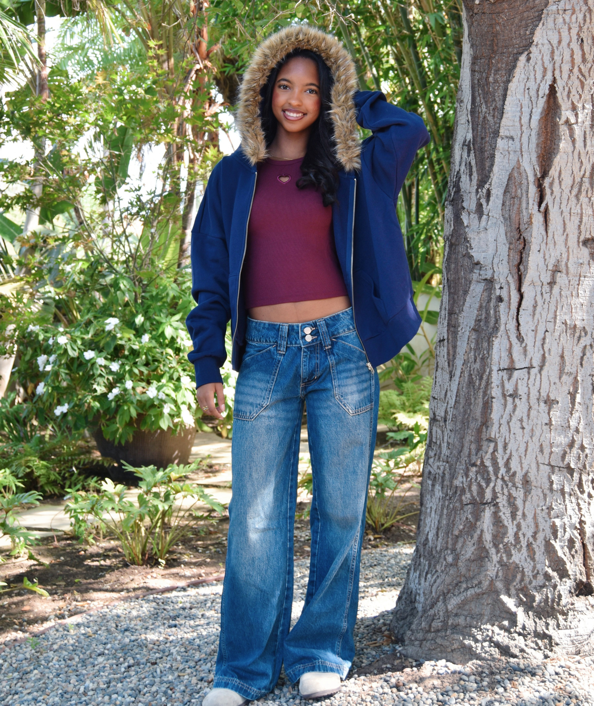 Katie J NYC Girls Adrianna Zip Up Fur Hoodie Girls Casual Tops Katie J NYC