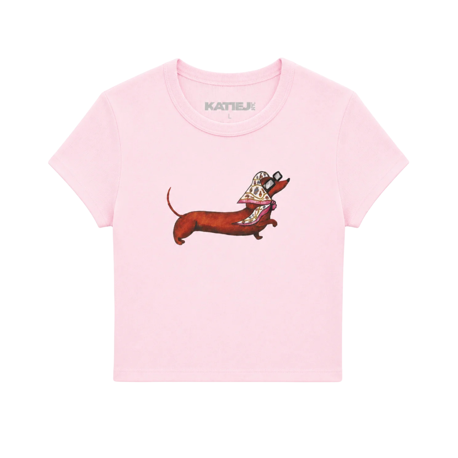Katie J NYC Girls Fancy Dog Baby Tee Girls Casual Tops Katie J NYC Baby Pink Y/S (7/8)