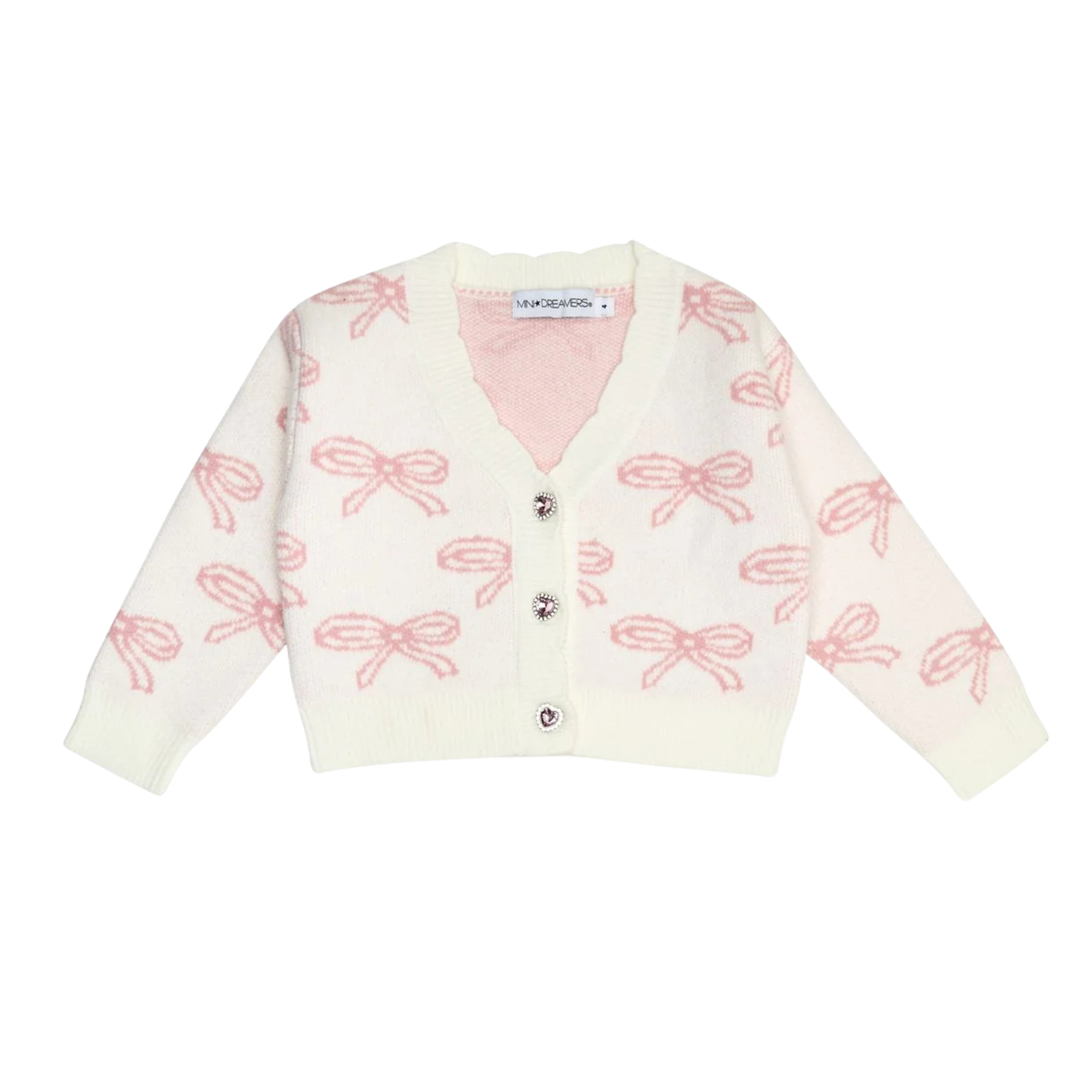 Mini Dreamers Girls Lola Bow Cardigan Girls Casual Tops Mini Dreamers Pink Y/4