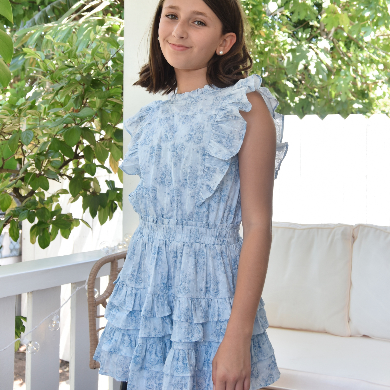 Summer Loving Girls Gustavia Dress Mini Roses Blue Girls Casual Dresses Summer Loving Floral Y/5