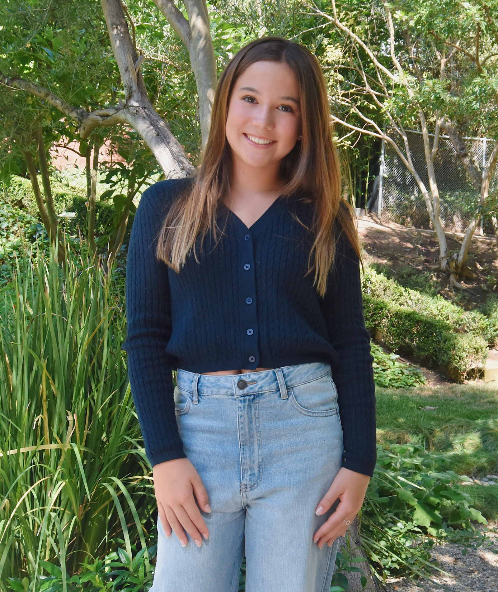 Katie J NYC Girls Rory V-Neck Cardigan Girls Casual Tops Katie J NYC Evening Blue Y/S (7/8)