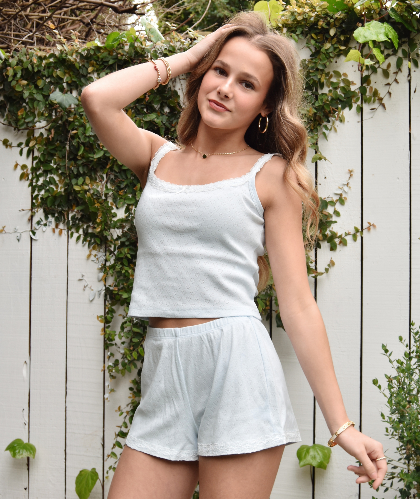 Theme Girls Lizzie Heart Pointelle Tank Girls Casual Tops Theme-NYC