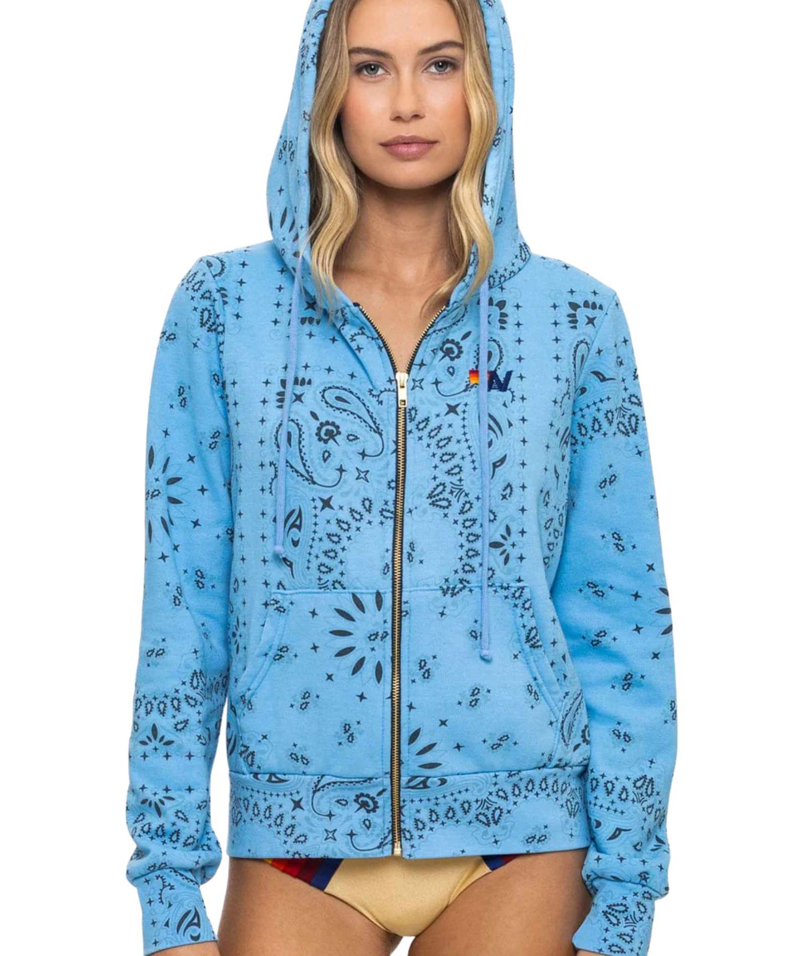 Aviator Nation Women Bandana Zip Hoodie Womens Casual Tops Aviator Nation