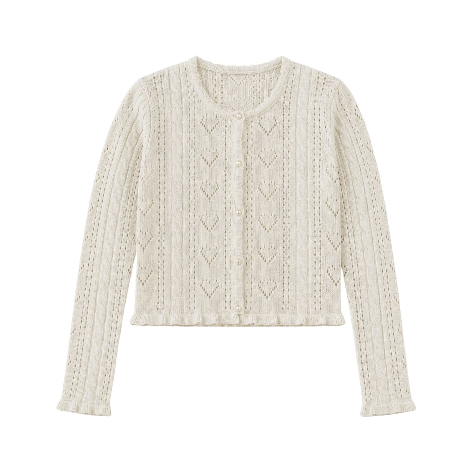 Theme Girls Ayla Cardigan Pointelle Knit Hearts