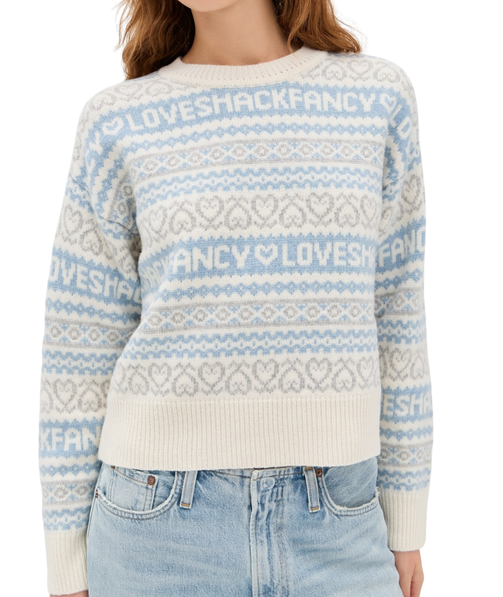 Love Shack Fancy Women Emberly Pullover Winter Haze Womens Casual Tops Love Shack Fancy