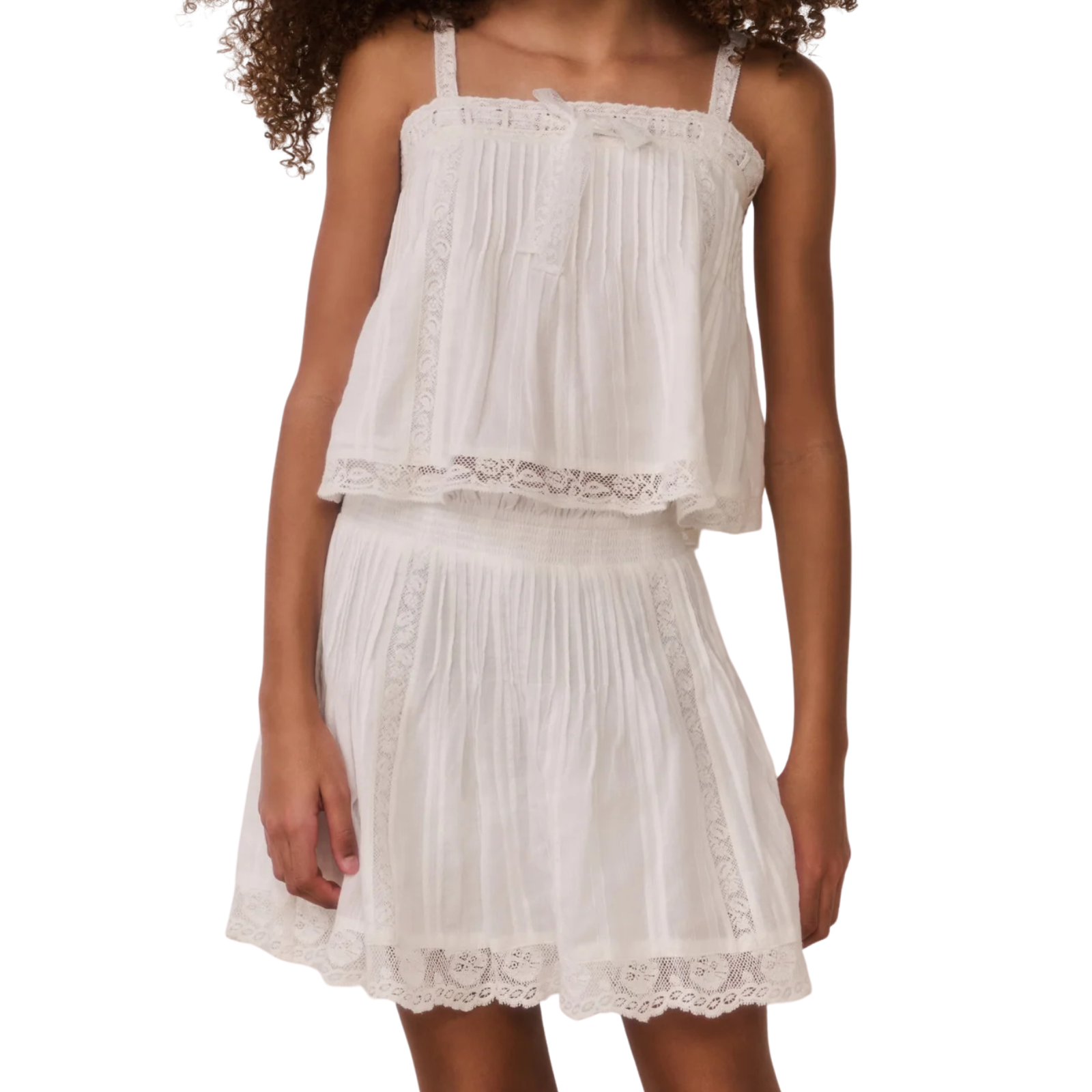 Love Shack Fancy Girls Solena Skirt White Girls Casual Bottoms Love Shack Fancy White Y/S (7/8)