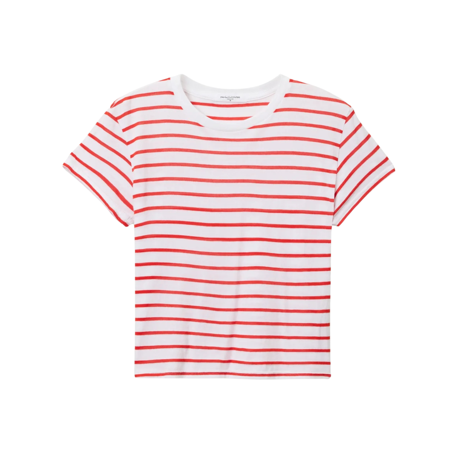 Perfect White Tee Women Everett Jersey Stripe Boxy Crew Tomato