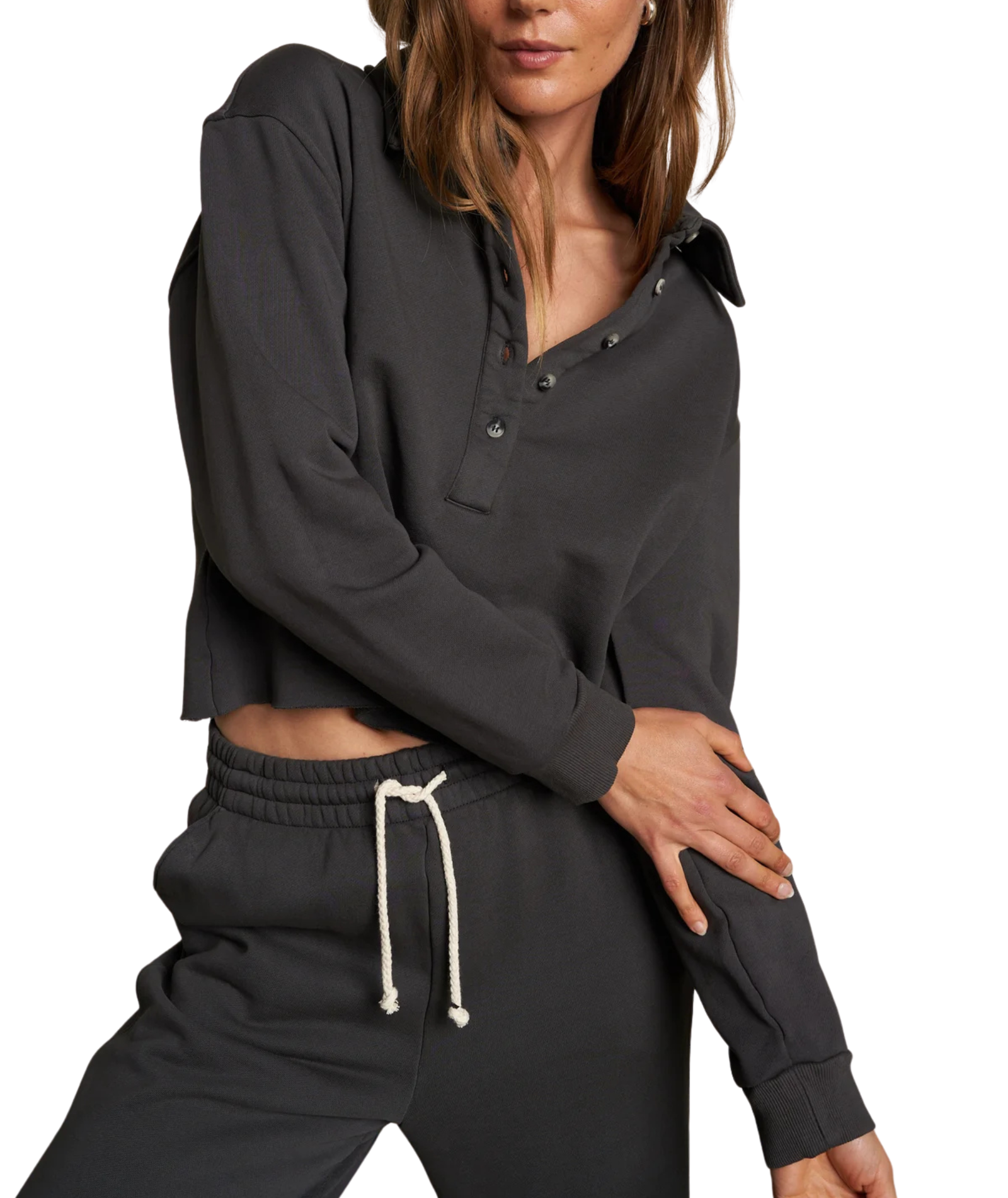 Perfect White Tee Women Vinny Fleece 3/4 Sweatshirt Womens Casual Tops Perfect White Tee