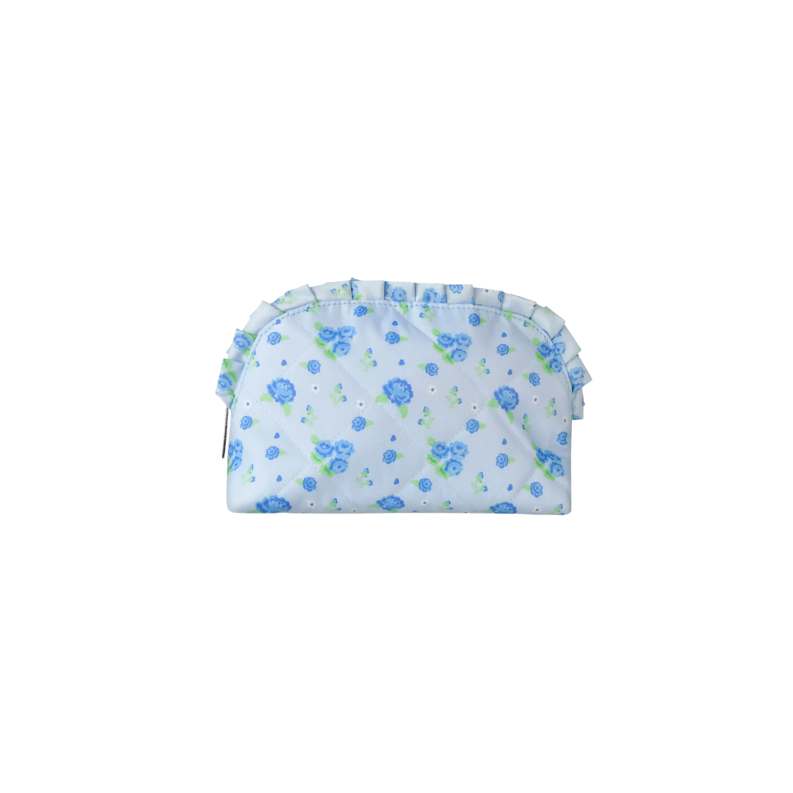 Blue Floral Oval Cosmetic Bag