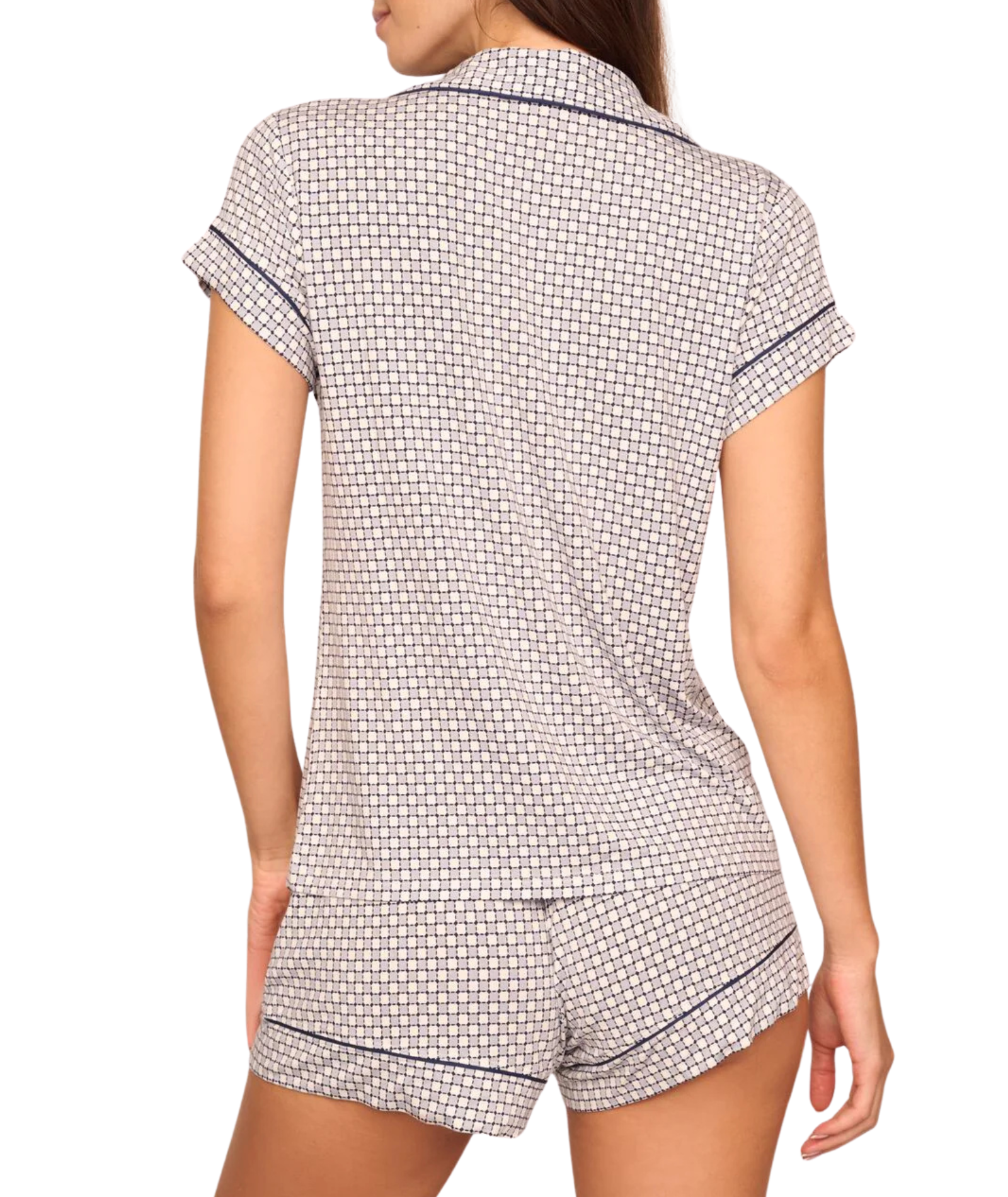 Eberjey Women Gisele Shortie Printed PJ Set Geosphere Grey Accessories Eberjey