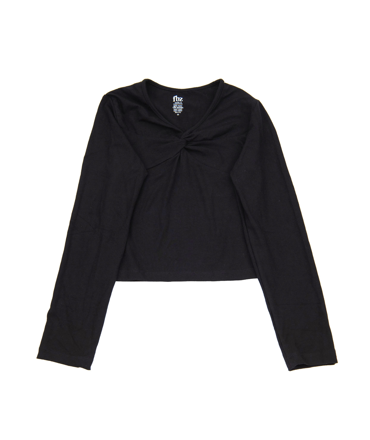 FBZ Girls Clare Lycra Twist Long Sleeve Top Girls Casual Tops FBZ Flowers By Zoe Black Y/S (7/8)