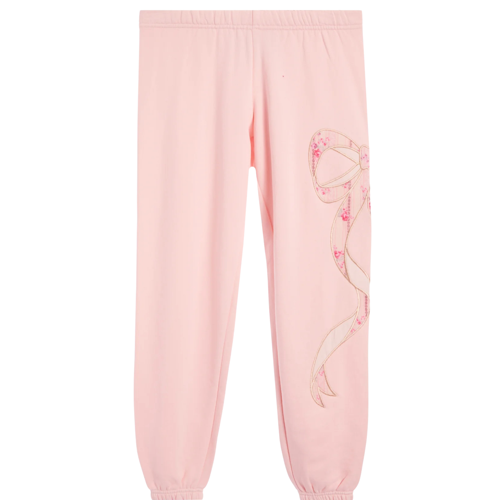 Katie J NYC Girls Dylan Bow Sweatpants Pale Pink/Rose Floral