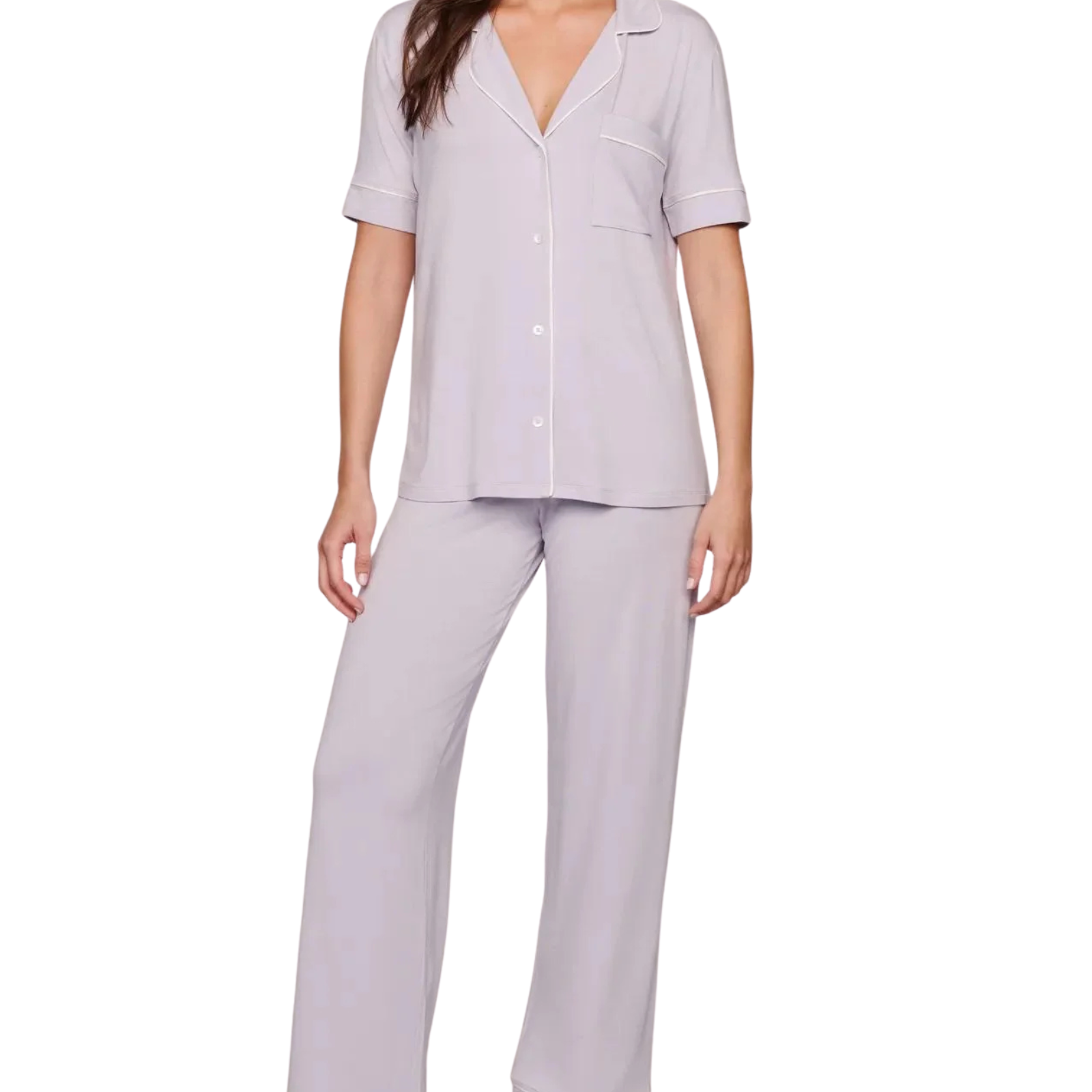 Eberjey Women Gisele Short Sleeve Pants PJ Set Thistle/Ivory Accessories Eberjey Purple Juniors/Women XS