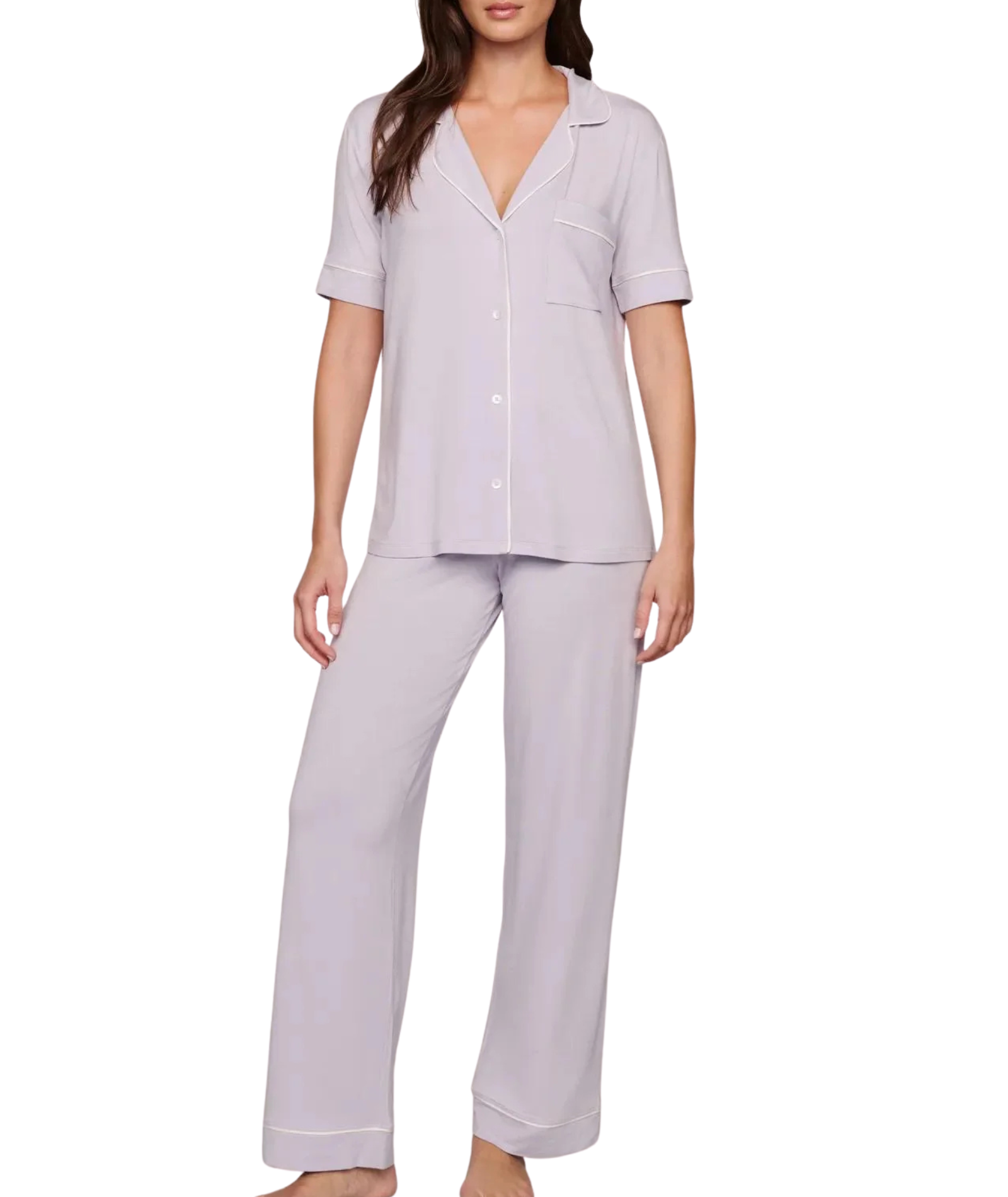 Eberjey Women Gisele Short Sleeve Pants PJ Set Thistle/Ivory Accessories Eberjey Purple Juniors/Women XS