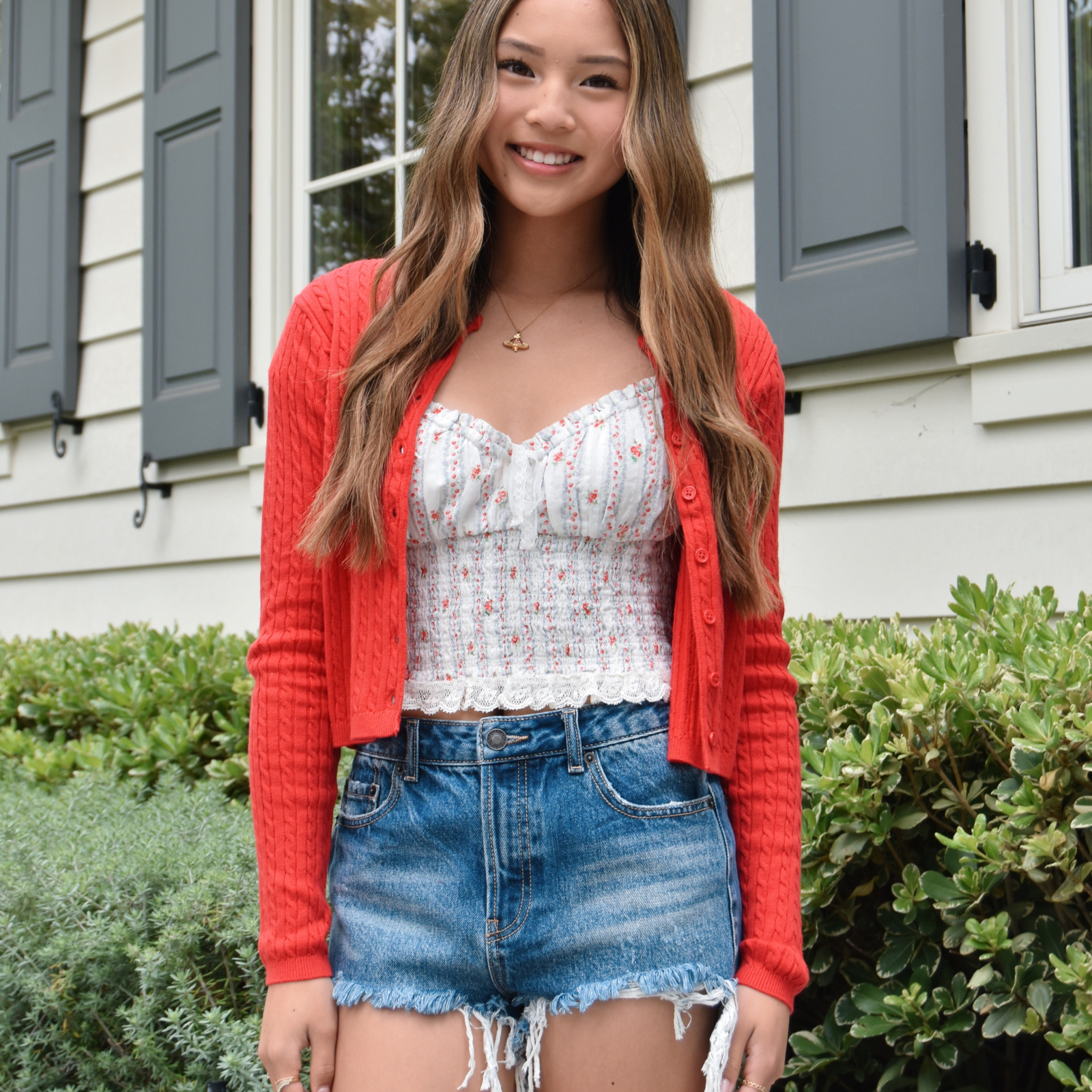 Katie J NYC Girls Rory Crew Cardigan Girls Casual Tops Katie J NYC Cherry Red Y/S (7/8)