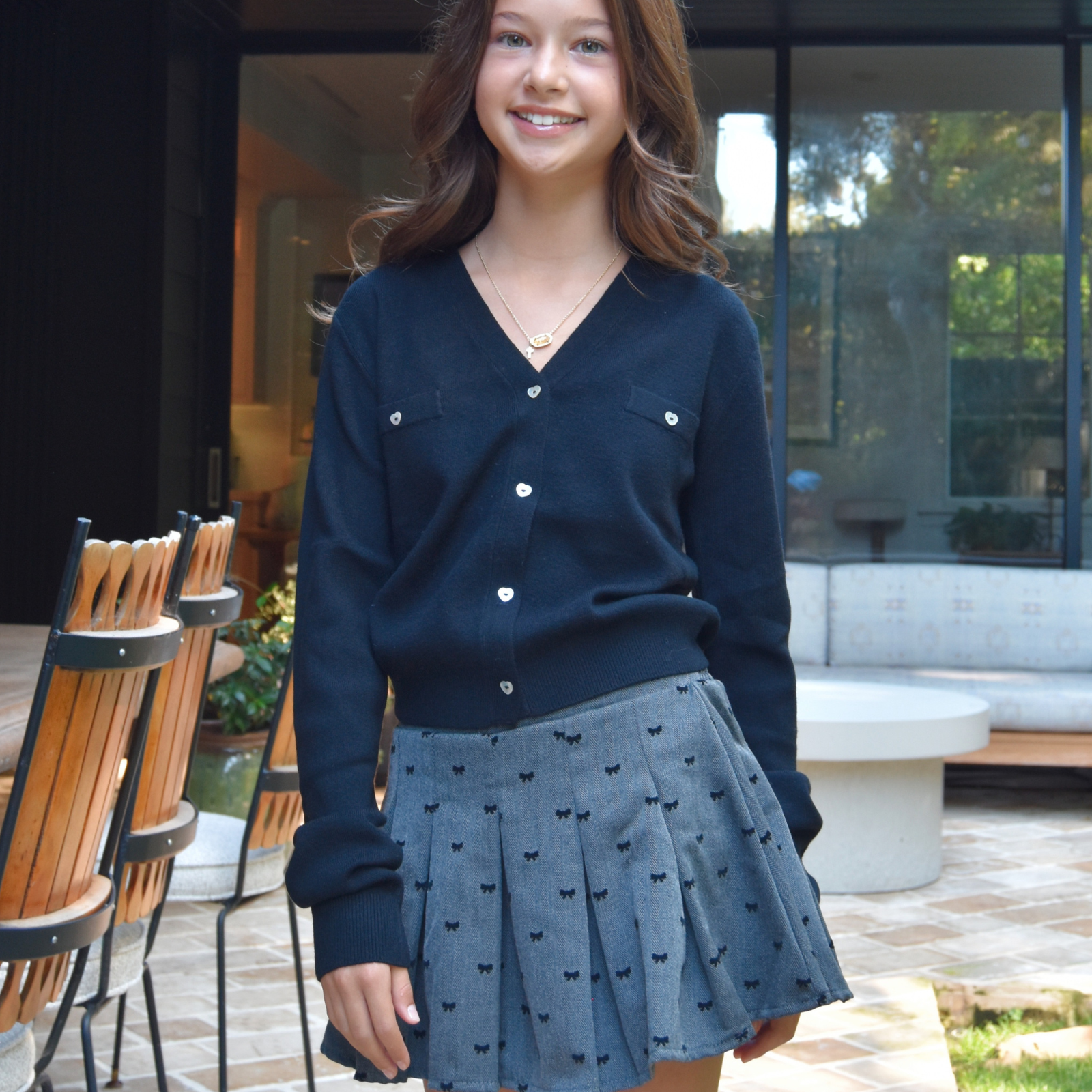 FBZ Girls Marlowe Gabardine Bow Pleated Skort Girls Special Bottoms FBZ Flowers By Zoe Grey Y/6