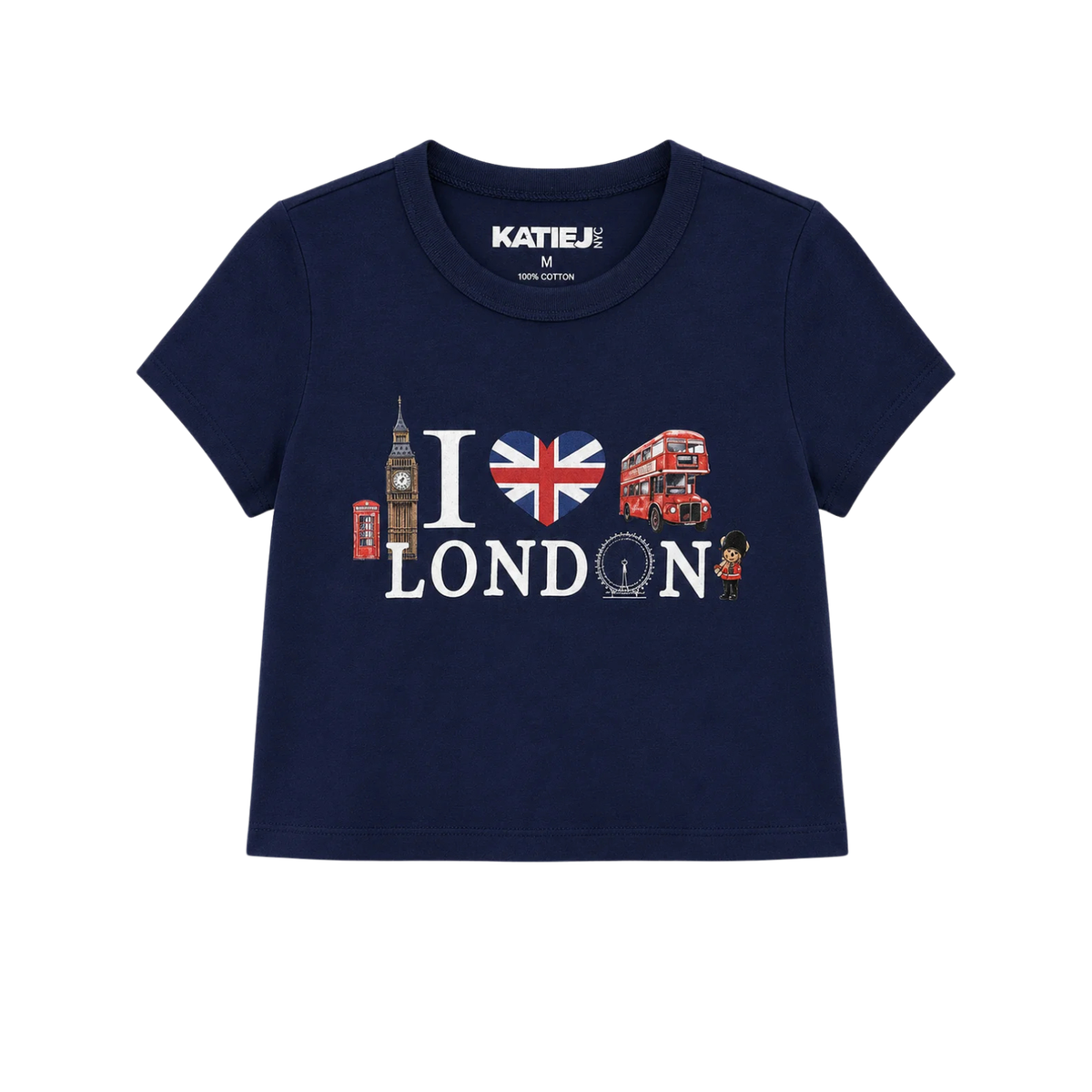 Katie J NYC Girls London Boxy Baby Tee Girls Casual Tops Katie J NYC Evening Blue Y/S (7/8)