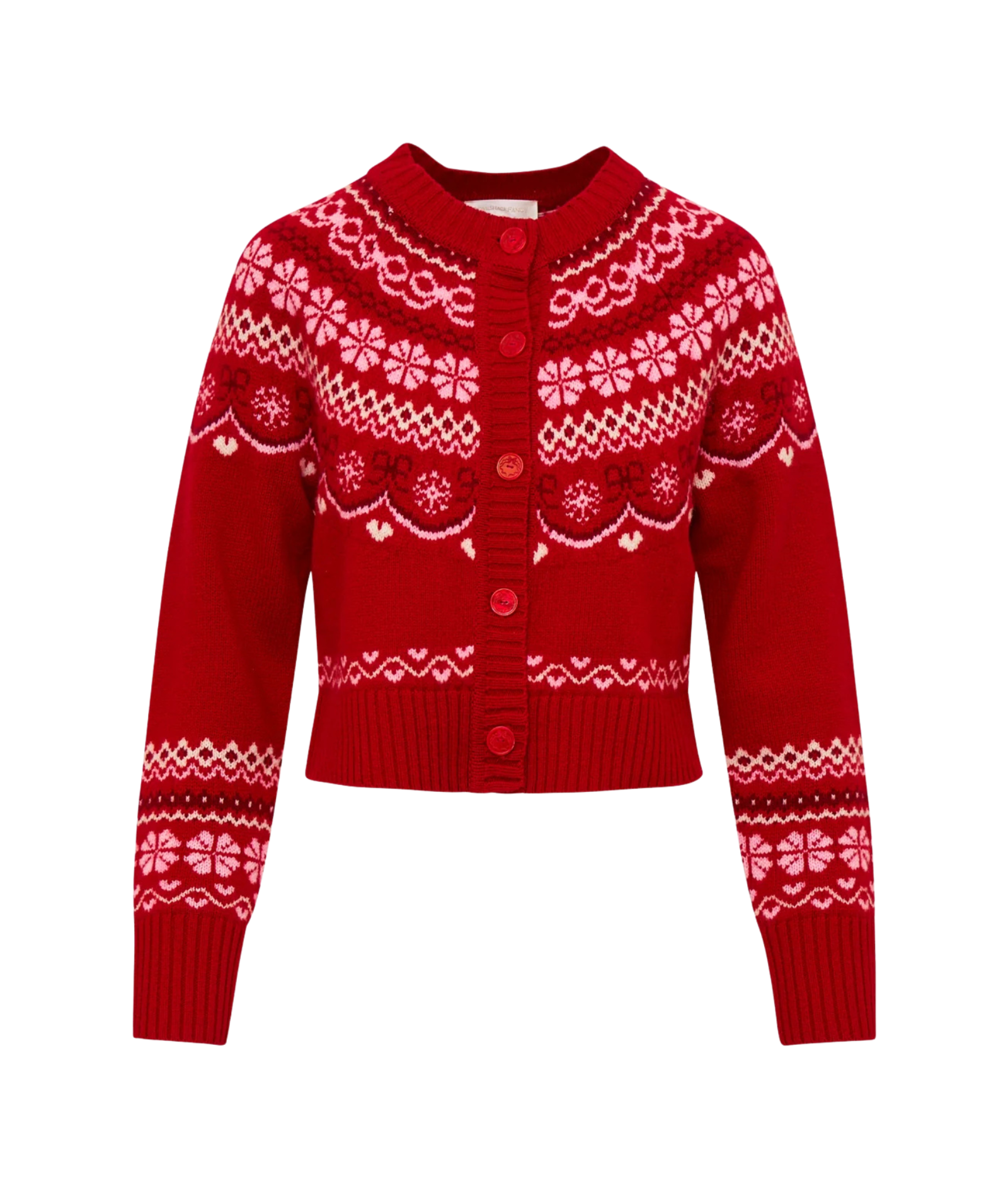 Love Shack Fancy Women Shantae Cardigan Red Velvet Truffle Womens Casual Tops Love Shack Fancy