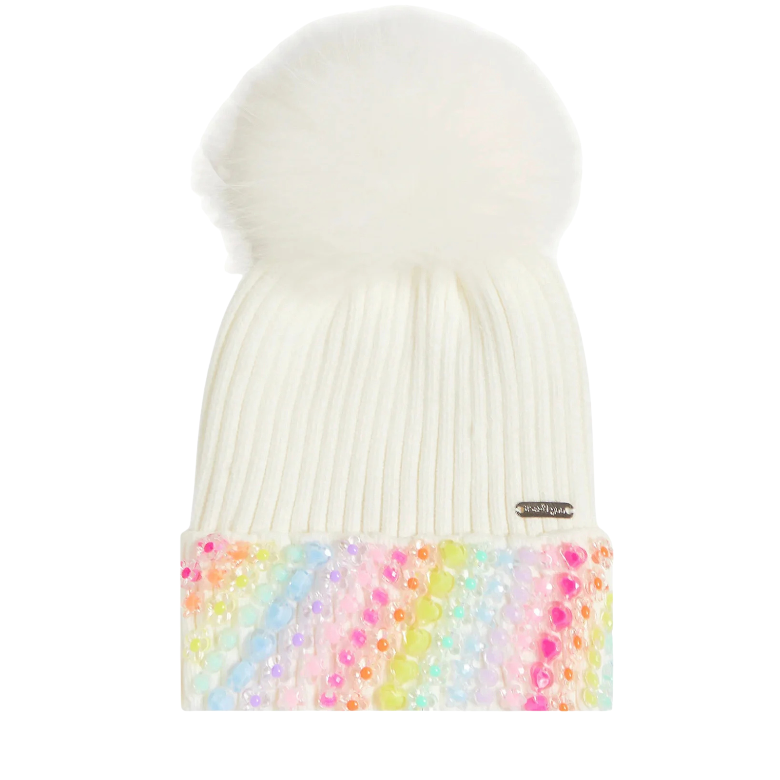 Bari Lynn Cutie Charm Cuff Winter Hat Accessories Bari Lynn Ivory One Size Fits Most (Y/7-Y/14)